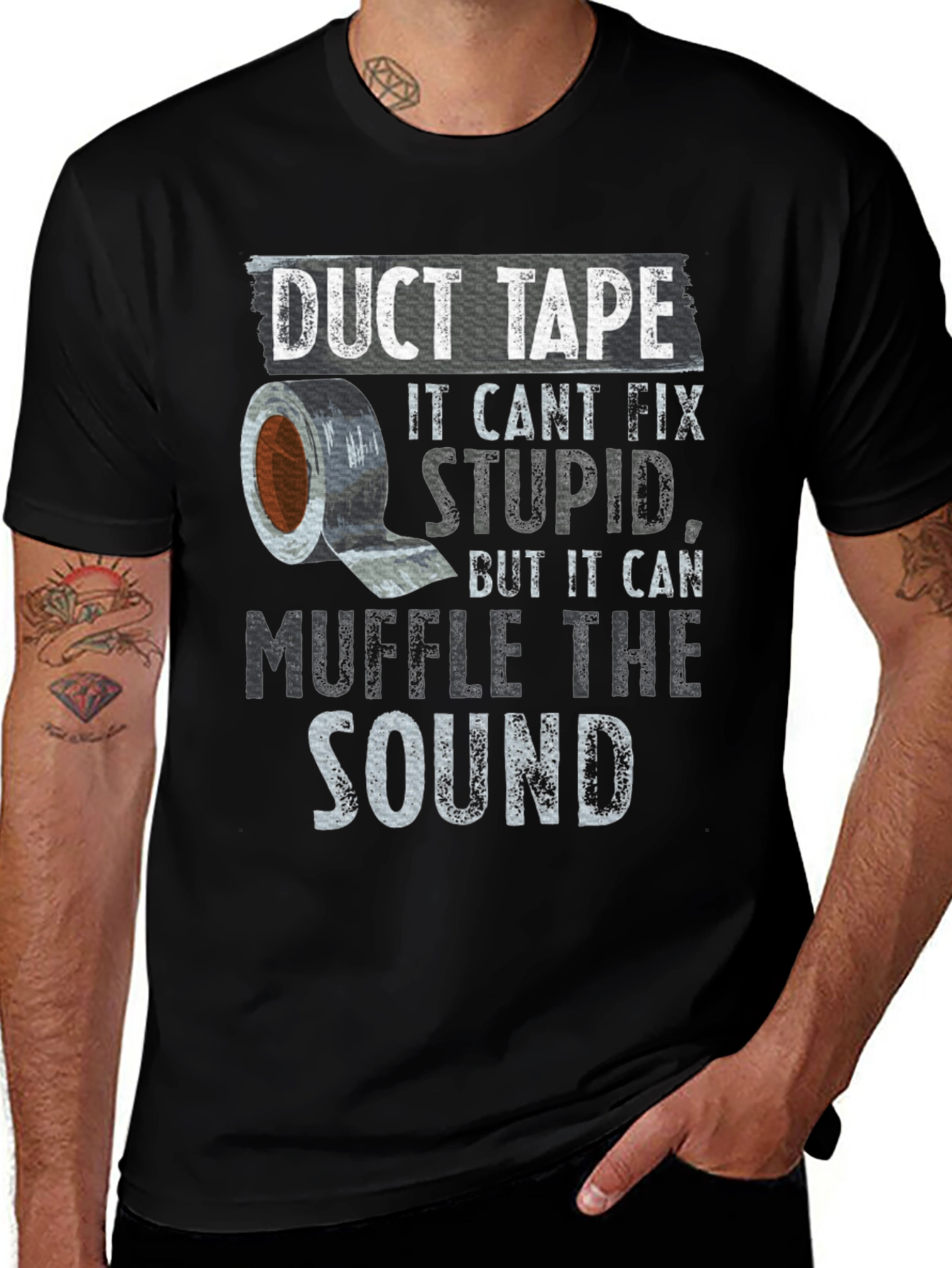 Variant 9 of Duct Tape Fix Stupid T-Shirt Funny Humor Novelty Tee
