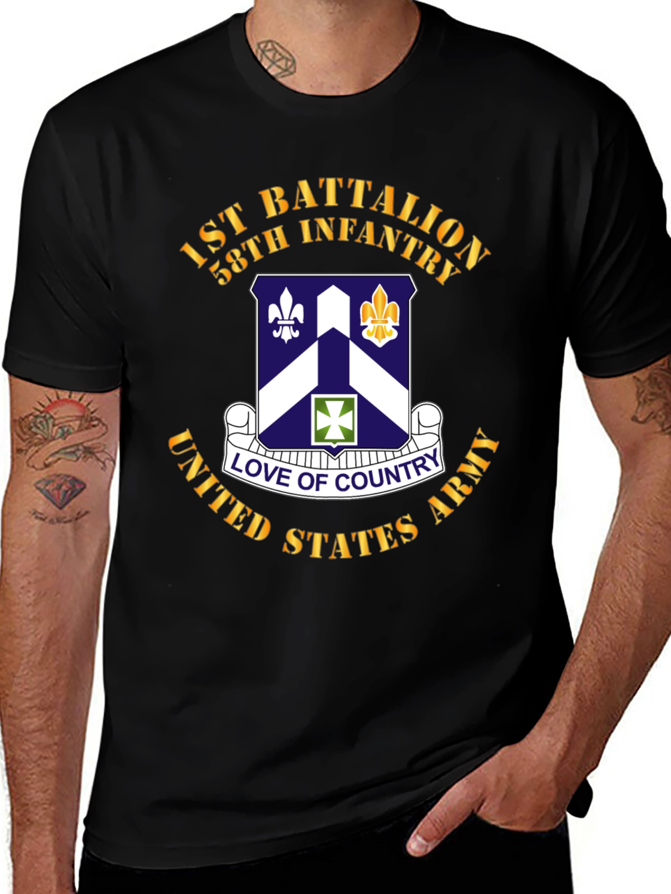 Black 1st Battalion 58th Infantry T-Shirt main image