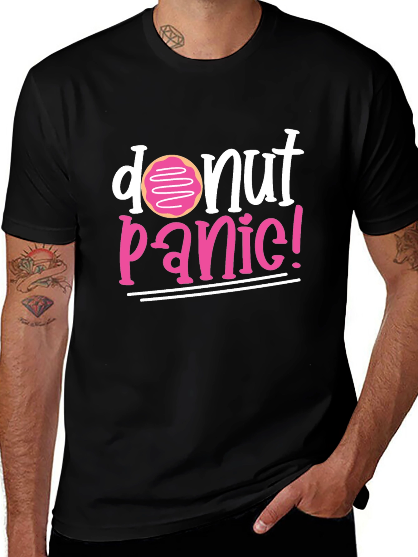 Variant 29 of Donut Panic T-Shirt - Novelty Graphic Tee