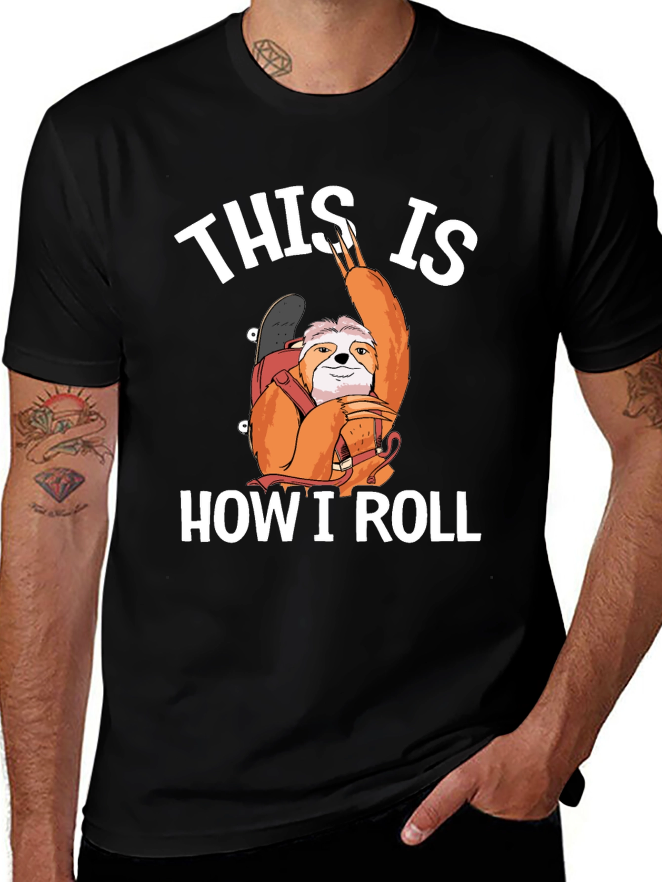 Variant 4 of Sloth Skateboarder T-Shirt - This is How I Roll Tee