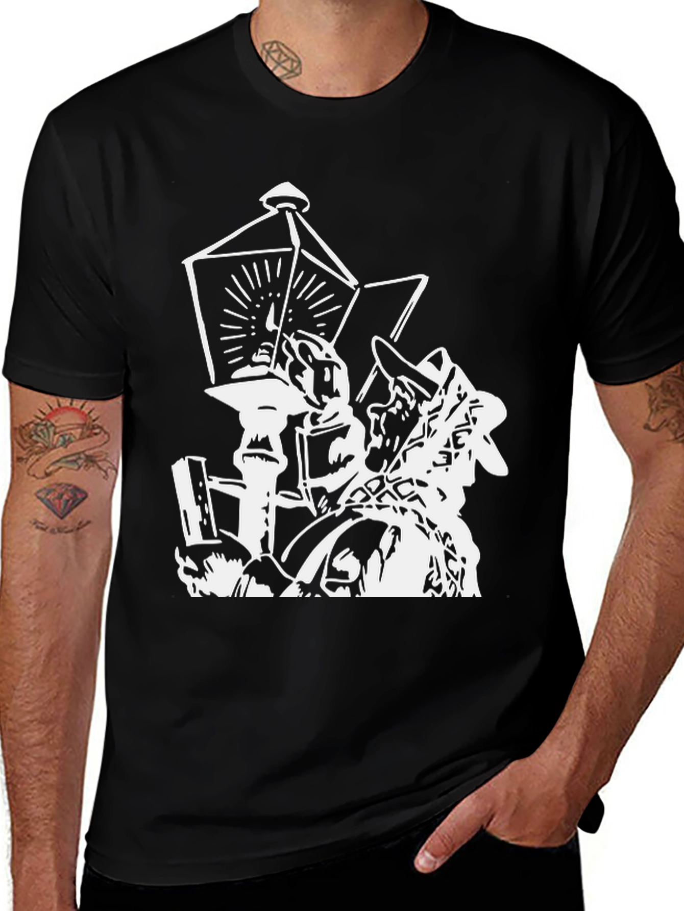 Variant 15 of Graphic Tee - White Print on Black