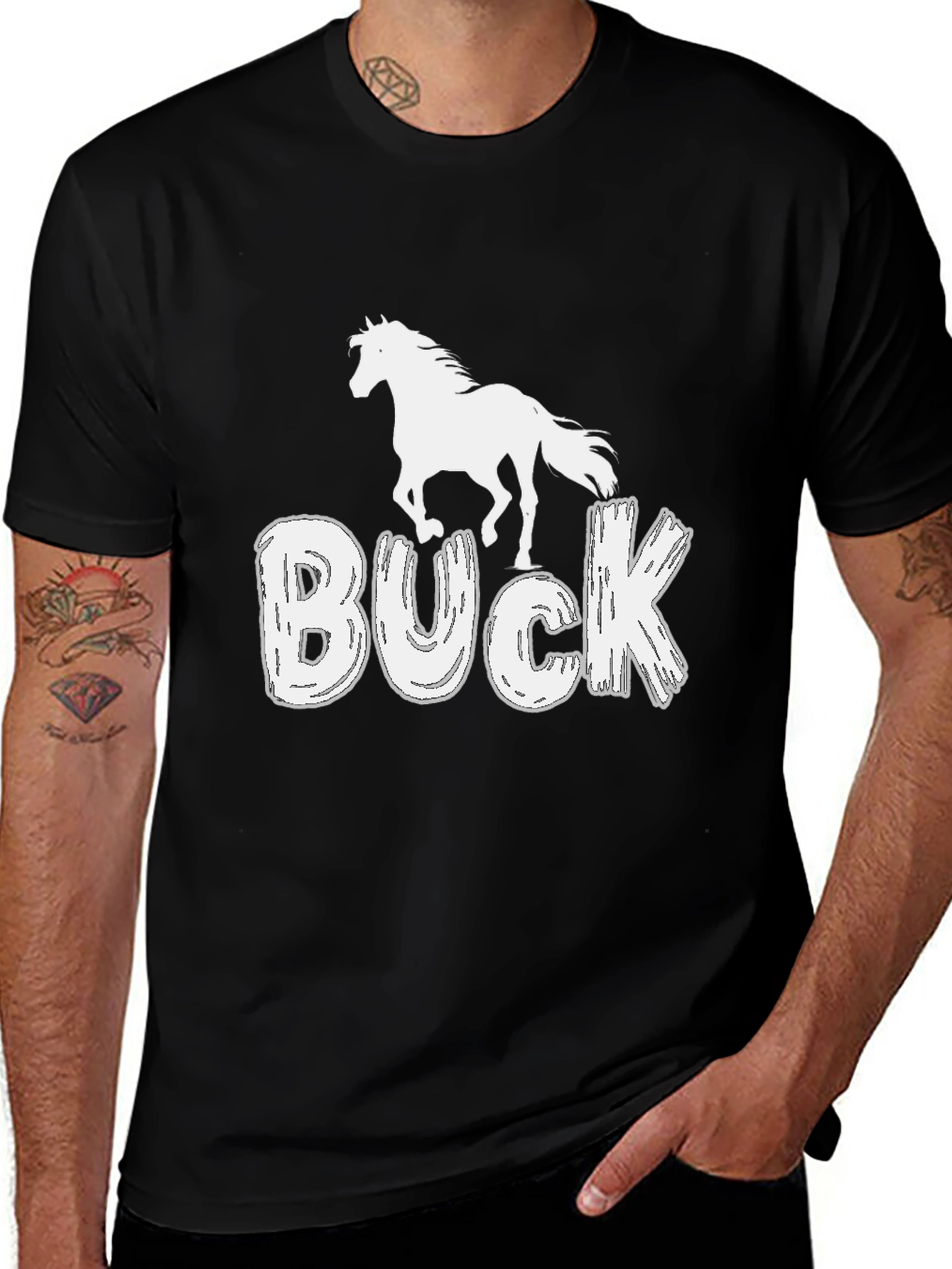 Variant 5 of Buck Horse T-Shirt - Black Graphic Tee