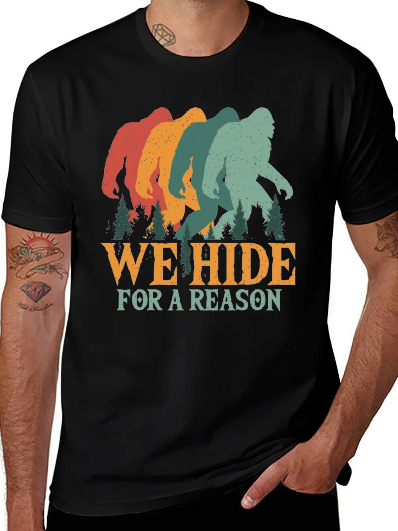 Retro Bigfoot T-Shirt: "We Hide For A Reason" Tee