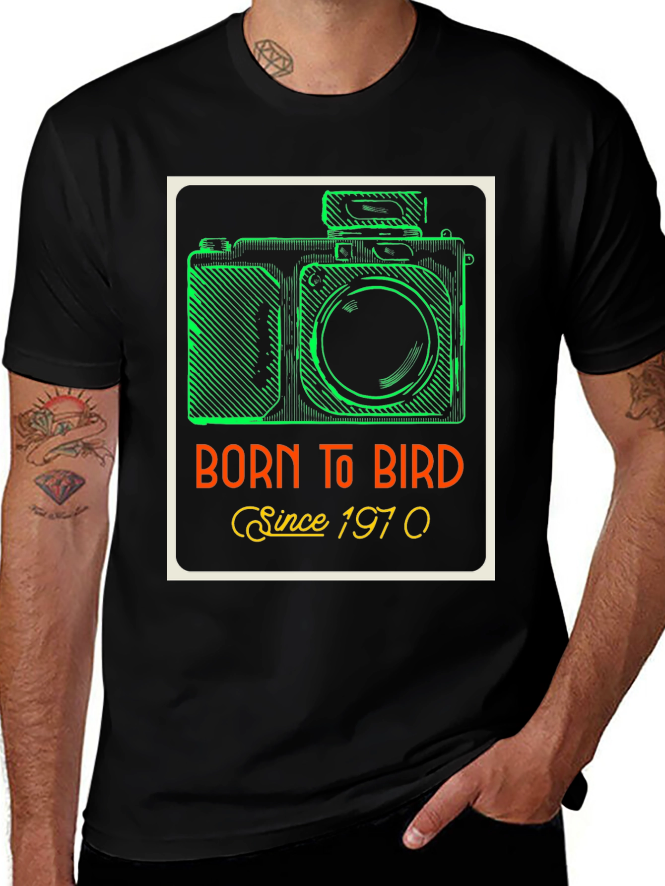Variant 17 of Born to Bird Since 1970 Camera Graphic Tee
