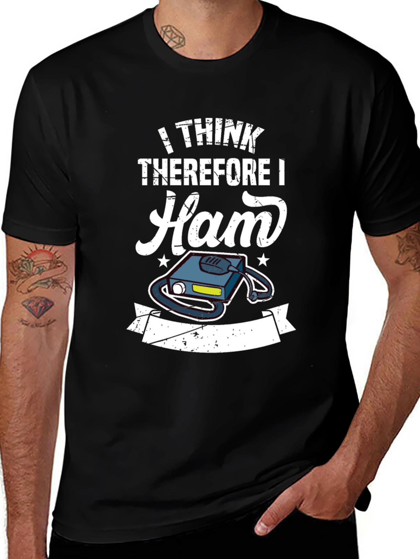 Variant 25 of I Think Therefore I Ham - Amateur Radio T-Shirt