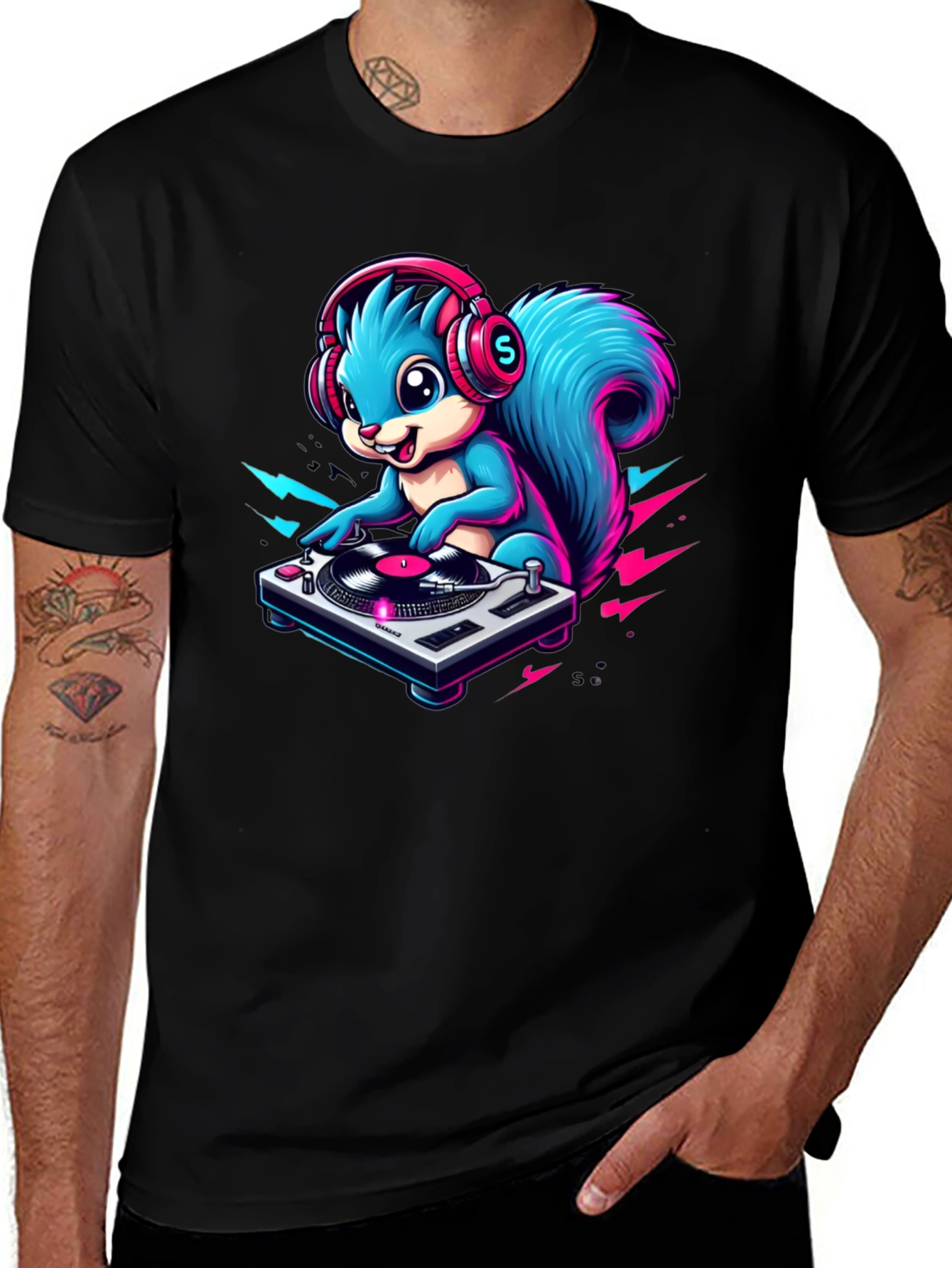Variant 7 of DJ Squirrel Graphic Tee - Funky Animal T-Shirt