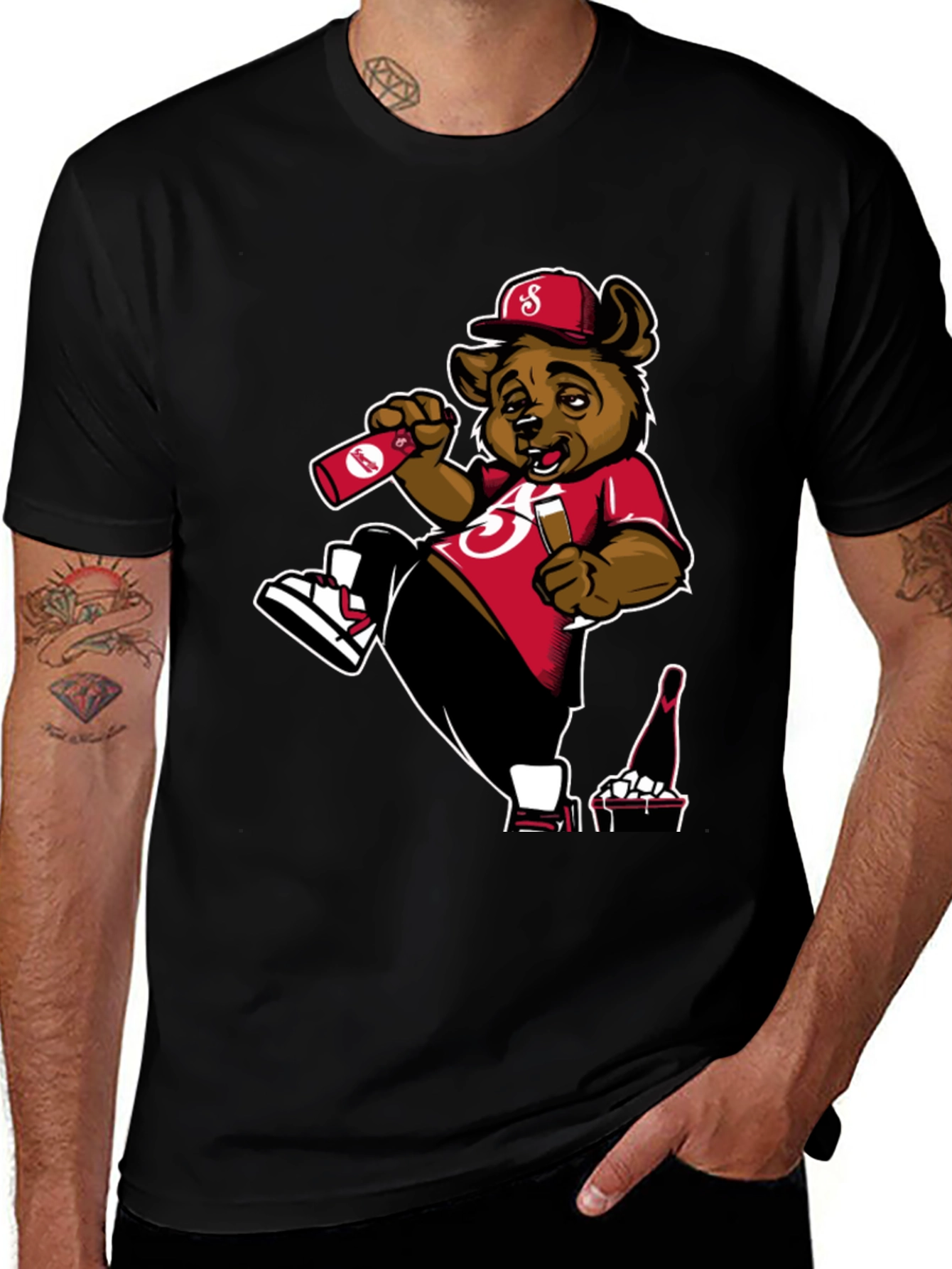 Variant 13 of Cool Bear Graphic T-Shirt - Black Cotton Tee