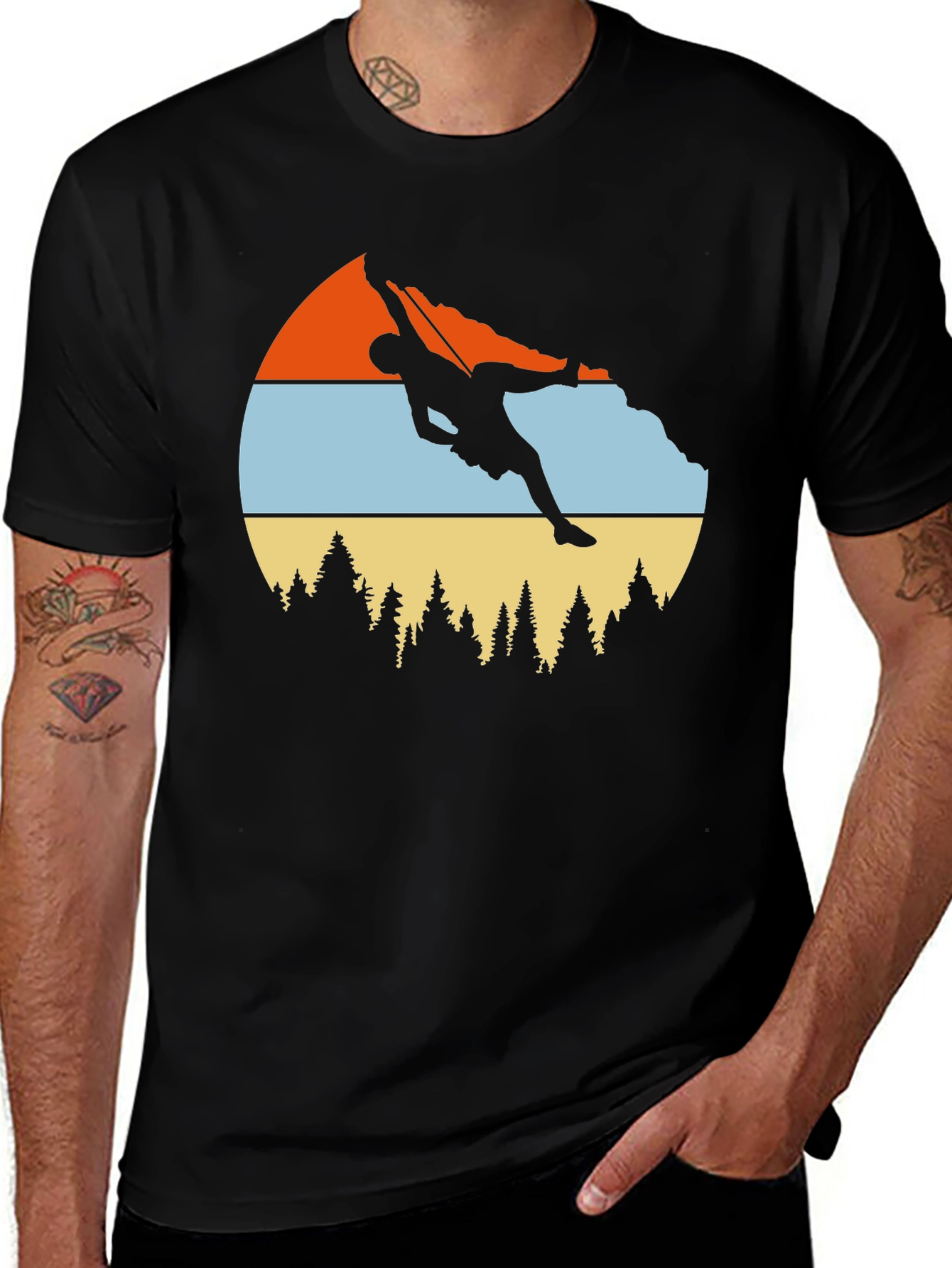 Variant 7 of Climbing Graphic Tee - Retro Mountain Design