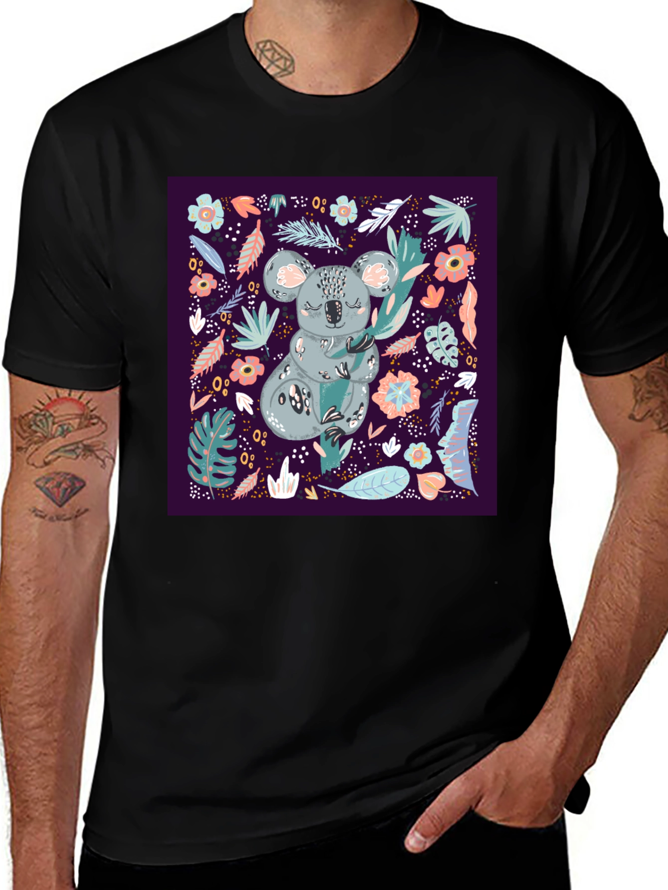Variant 30 of Koala and Floral Print T-Shirt