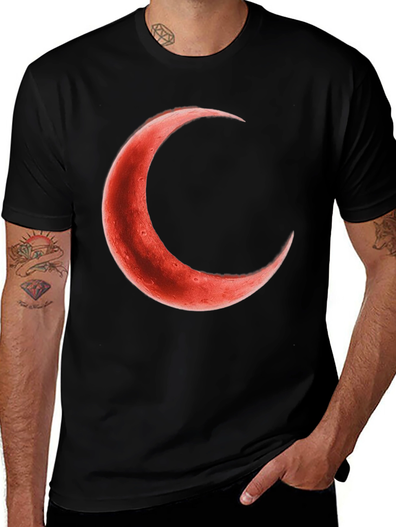 Blood Moon Graphic Tee - Crescent Moon Shirt