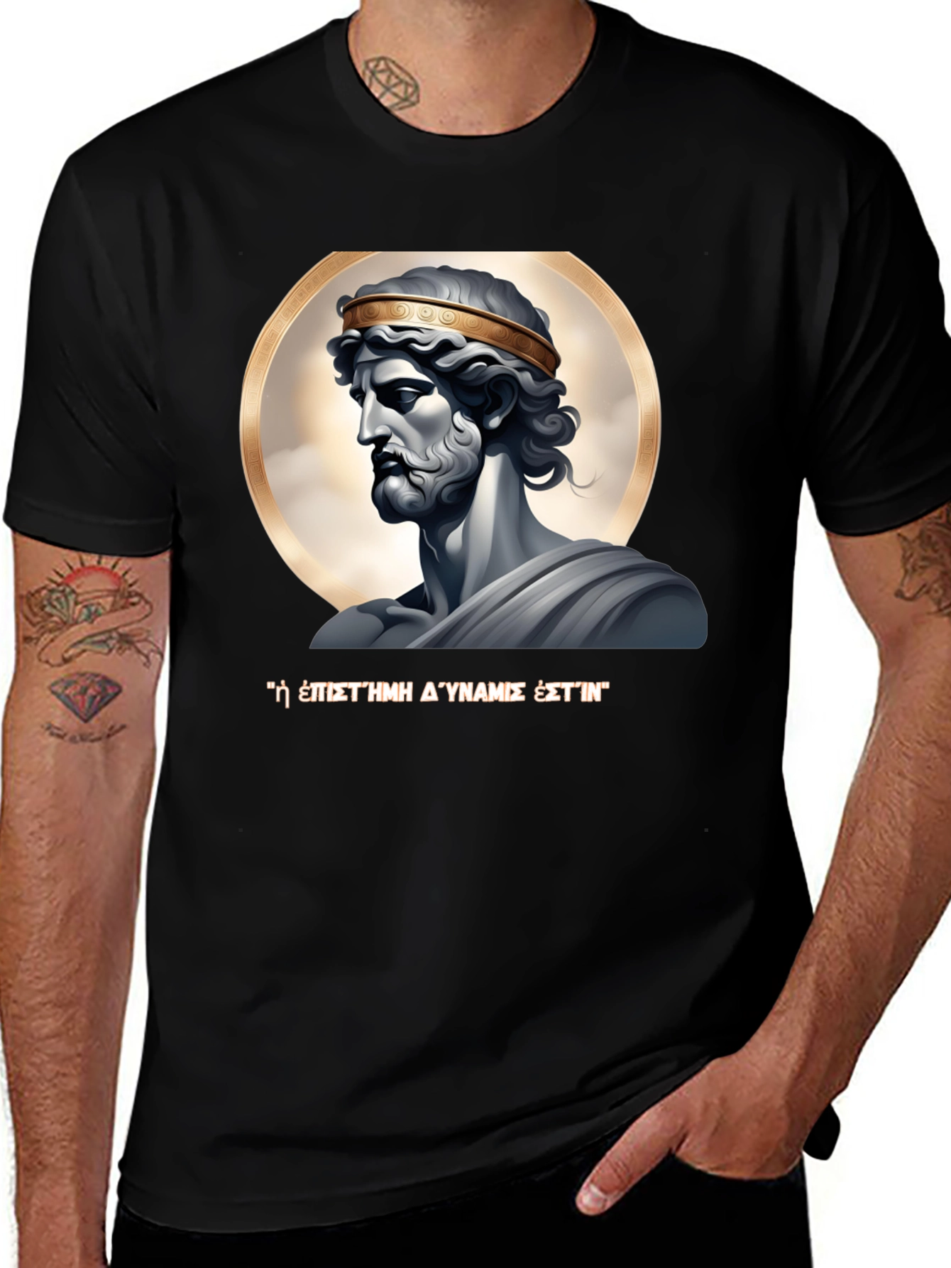 Variant 19 of Ancient Greek Statue Graphic Black T-Shirt