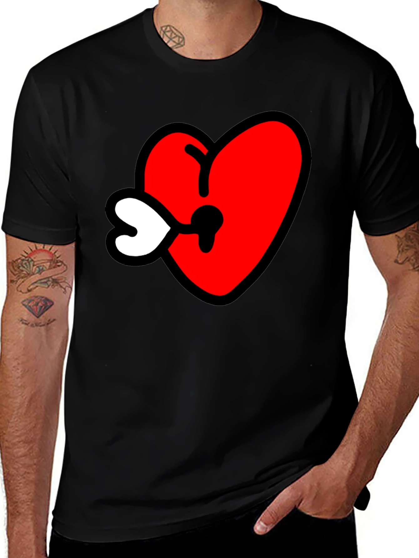 Variant 24 of Heart Keyhole Graphic Tee - Black