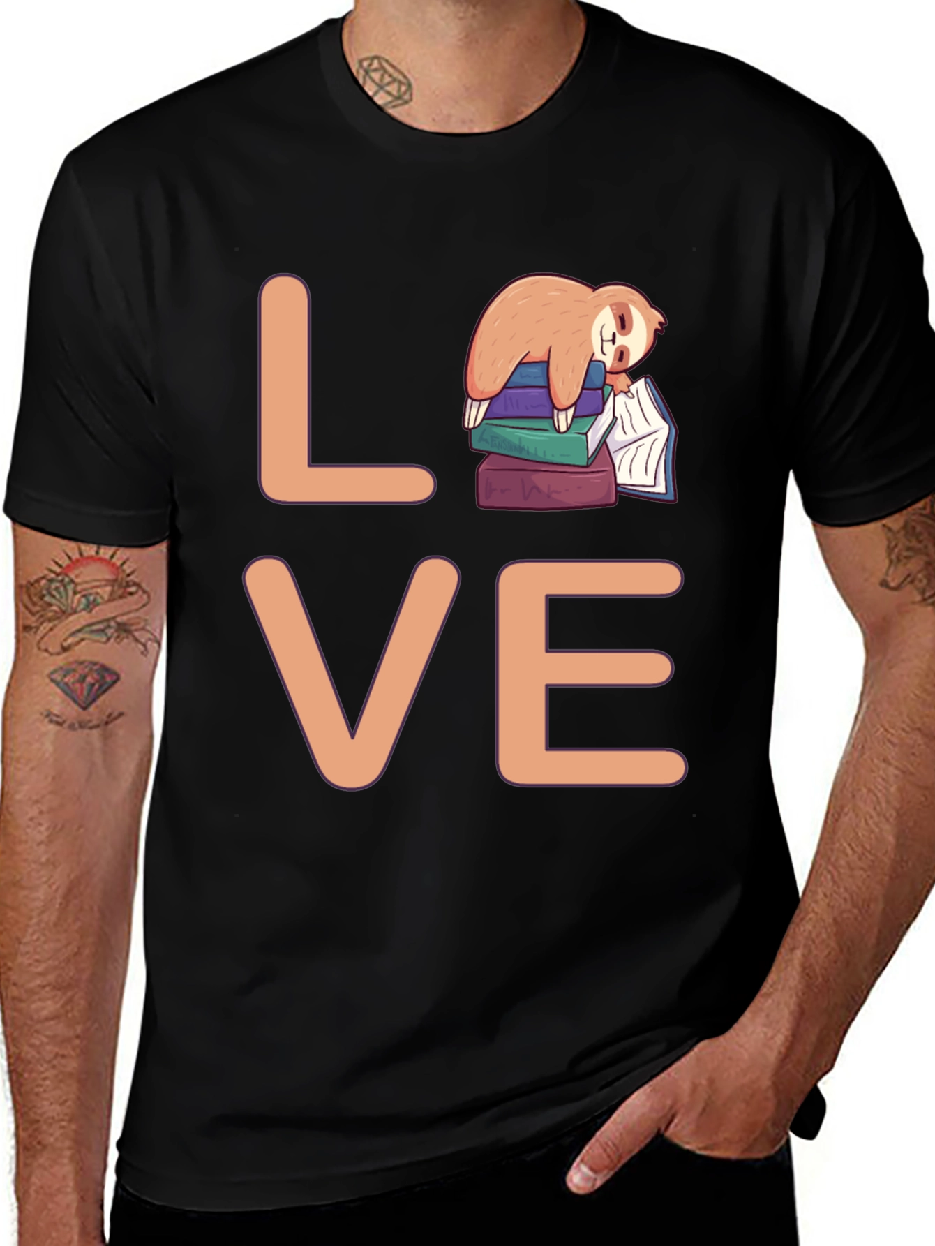 Variant 4 of Book Lover Sloth T-Shirt -  Lazy Reader Tee
