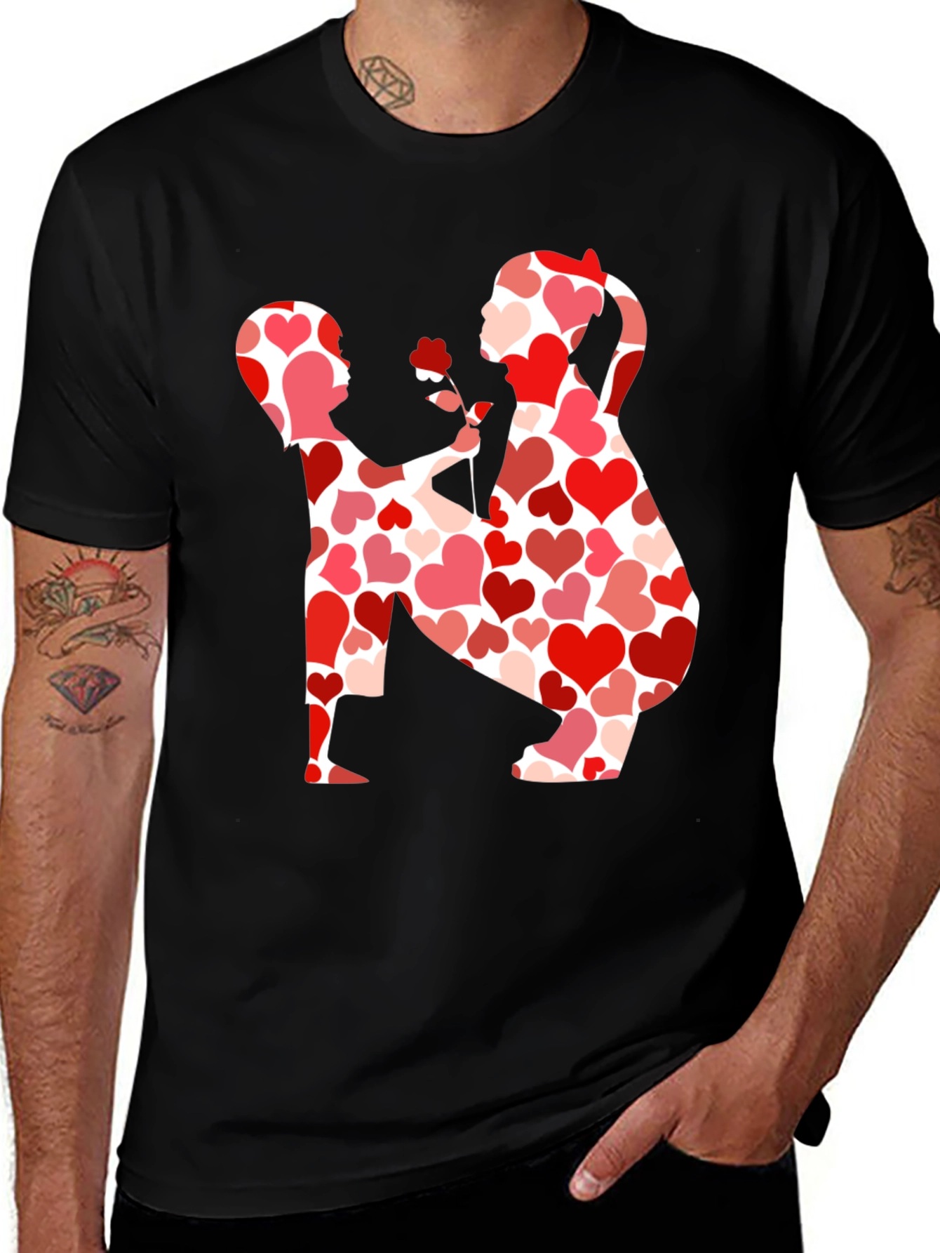 Variant 7 of Heart Pattern Valentine's Day Couple T-Shirt