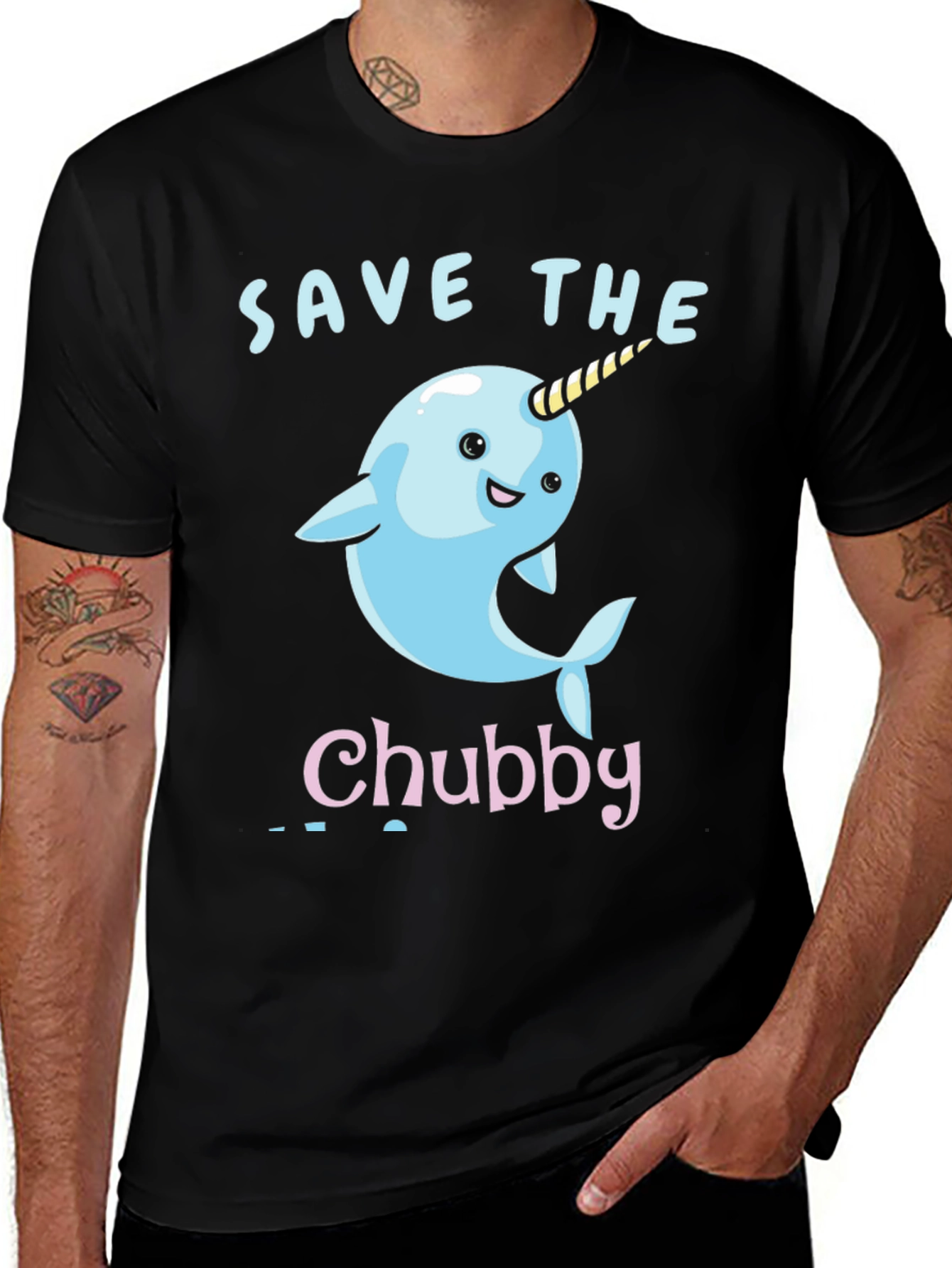 Variant 19 of Save the Chubby Narwhal T-Shirt - Cute Cartoon Design