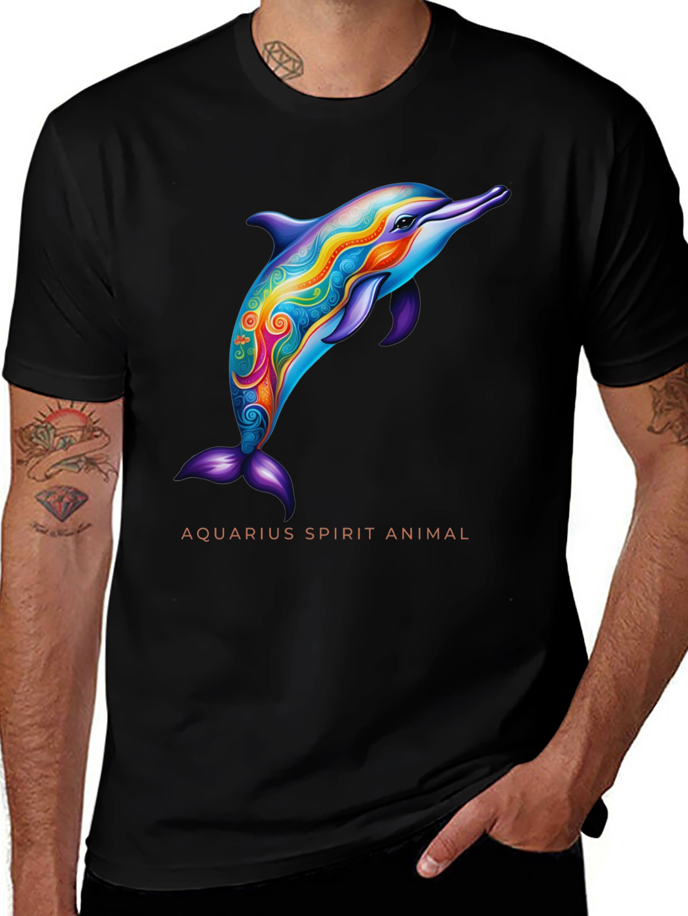 Variant 10 of Aquarius Spirit Animal Dolphin Graphic Tee