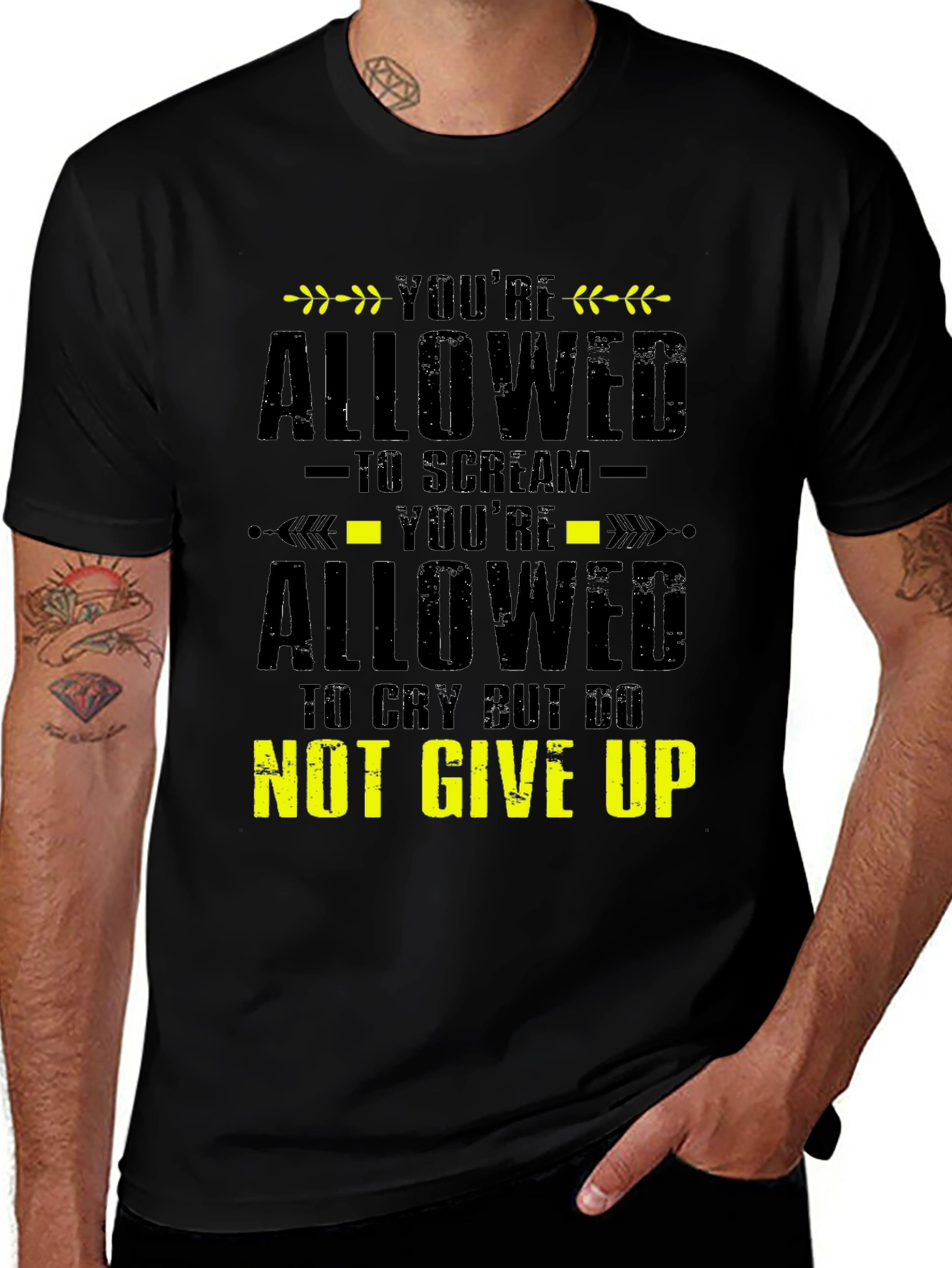 Black Motivational Graphic Tee - You're Allowed to Scream main image