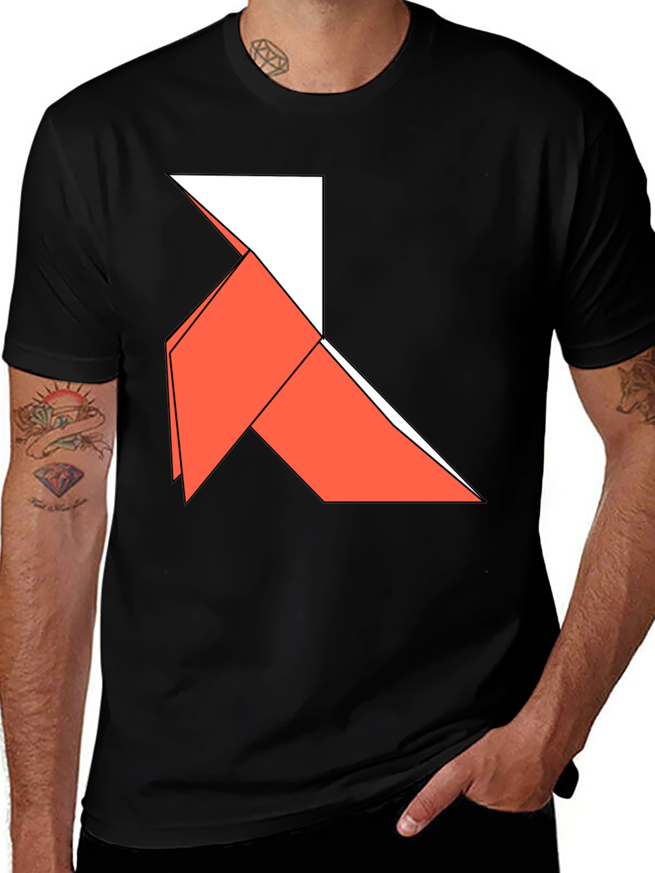 Variant 22 of Origami Bird Graphic Tee - Casual Style