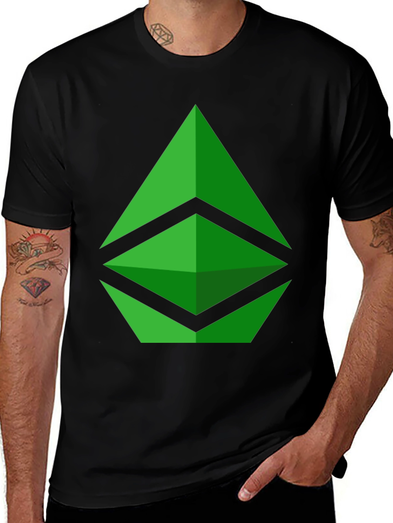 Variant 9 of Green Crypto Logo Black T-Shirt