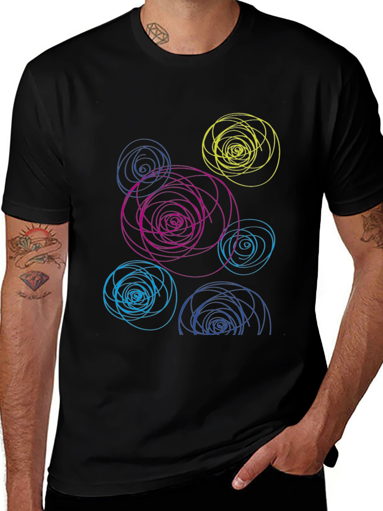Variant 12 of Abstract Swirls Graphic Black T-Shirt