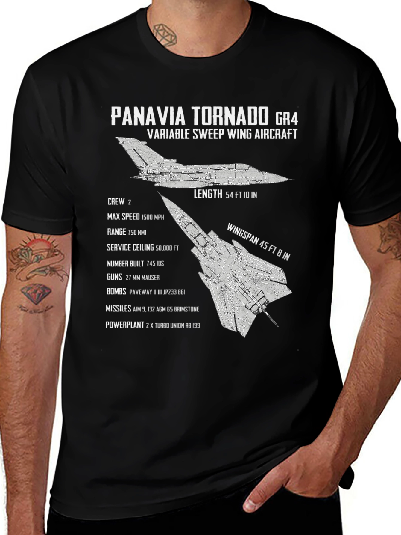 Panavia Tornado GR4 T-Shirt: Variable Sweep Wing Aircraft Tee