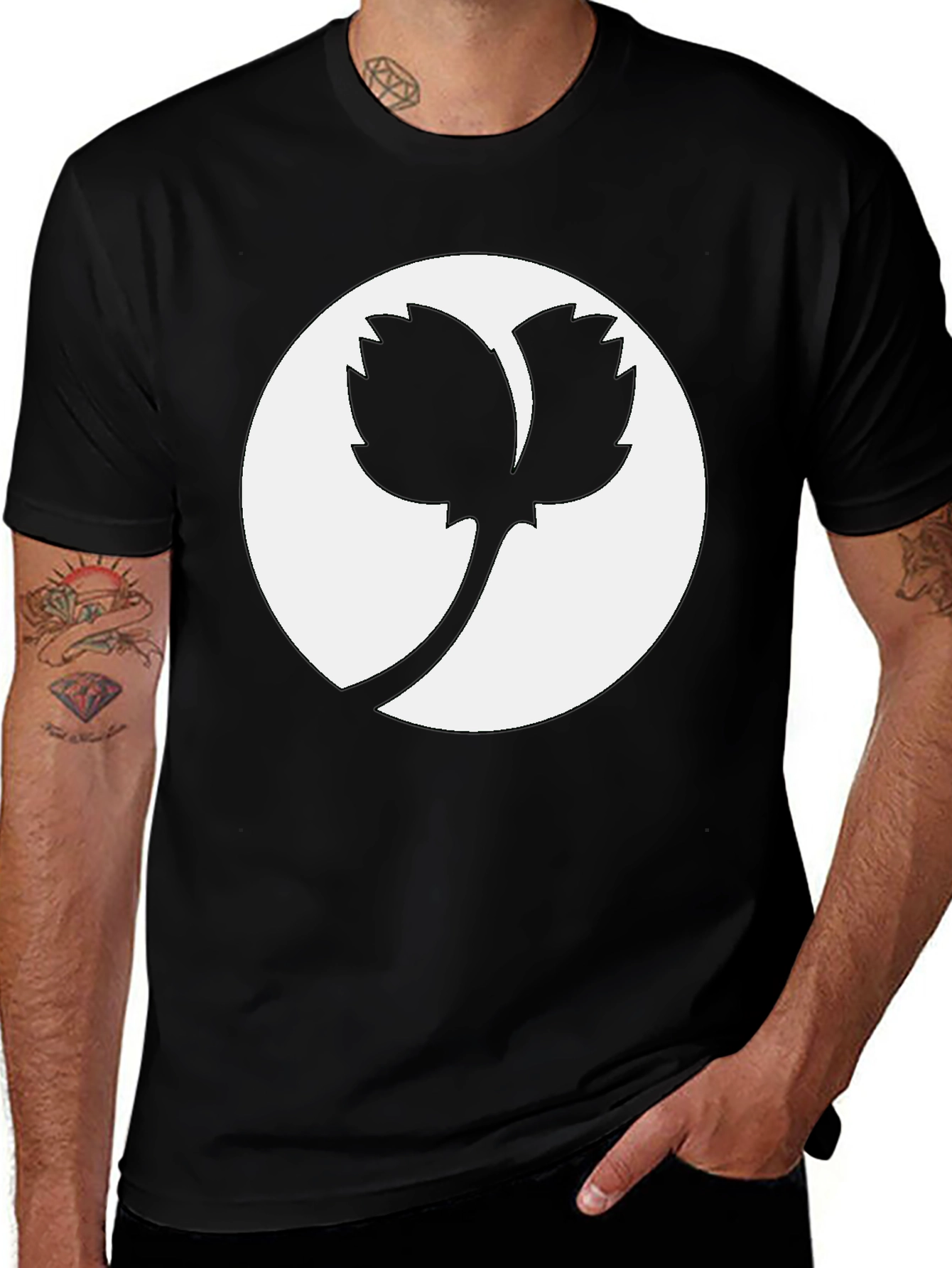 Variant 21 of Abstract Leaf Graphic Tee - Casual Comfort