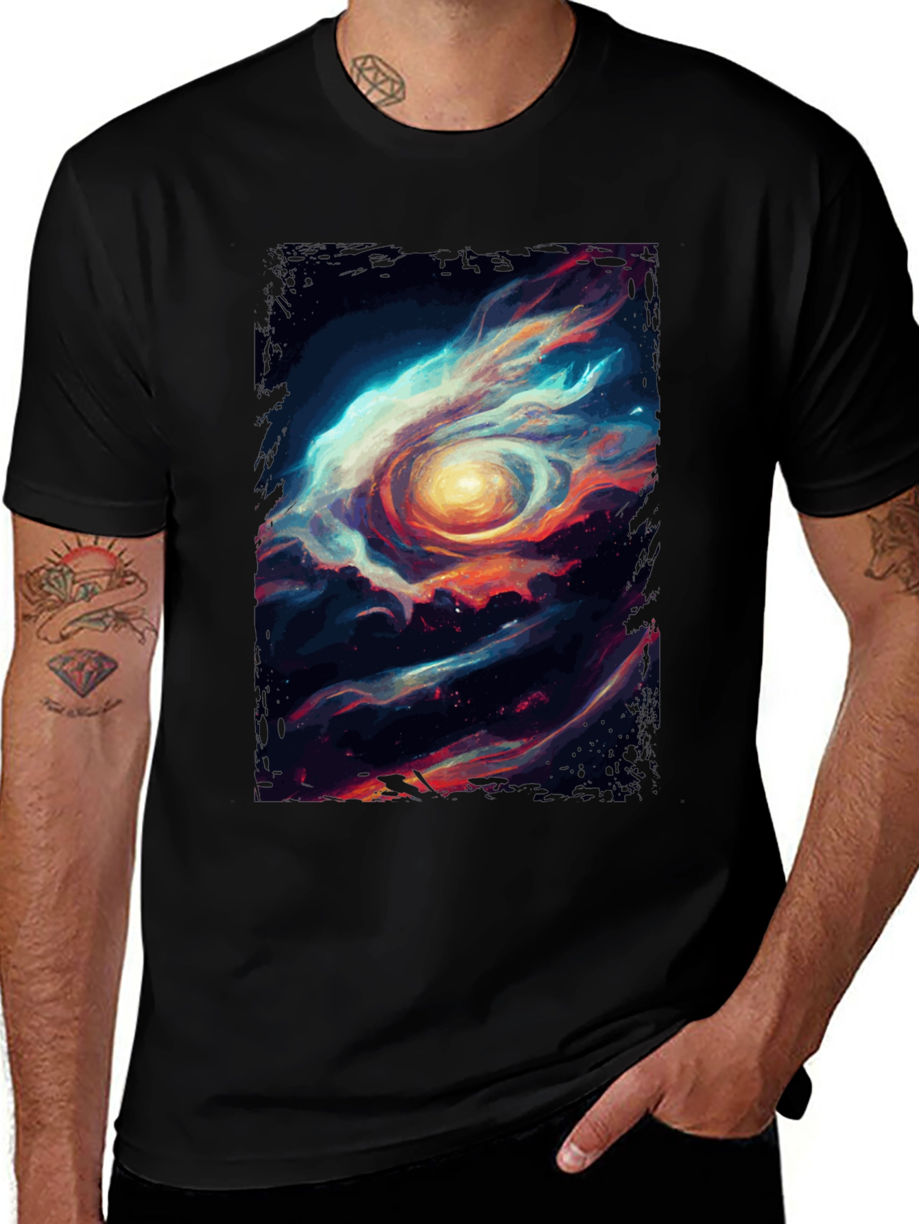 Variant 19 of Cosmic Eye Graphic Tee - Stylish Black Cotton T-Shirt