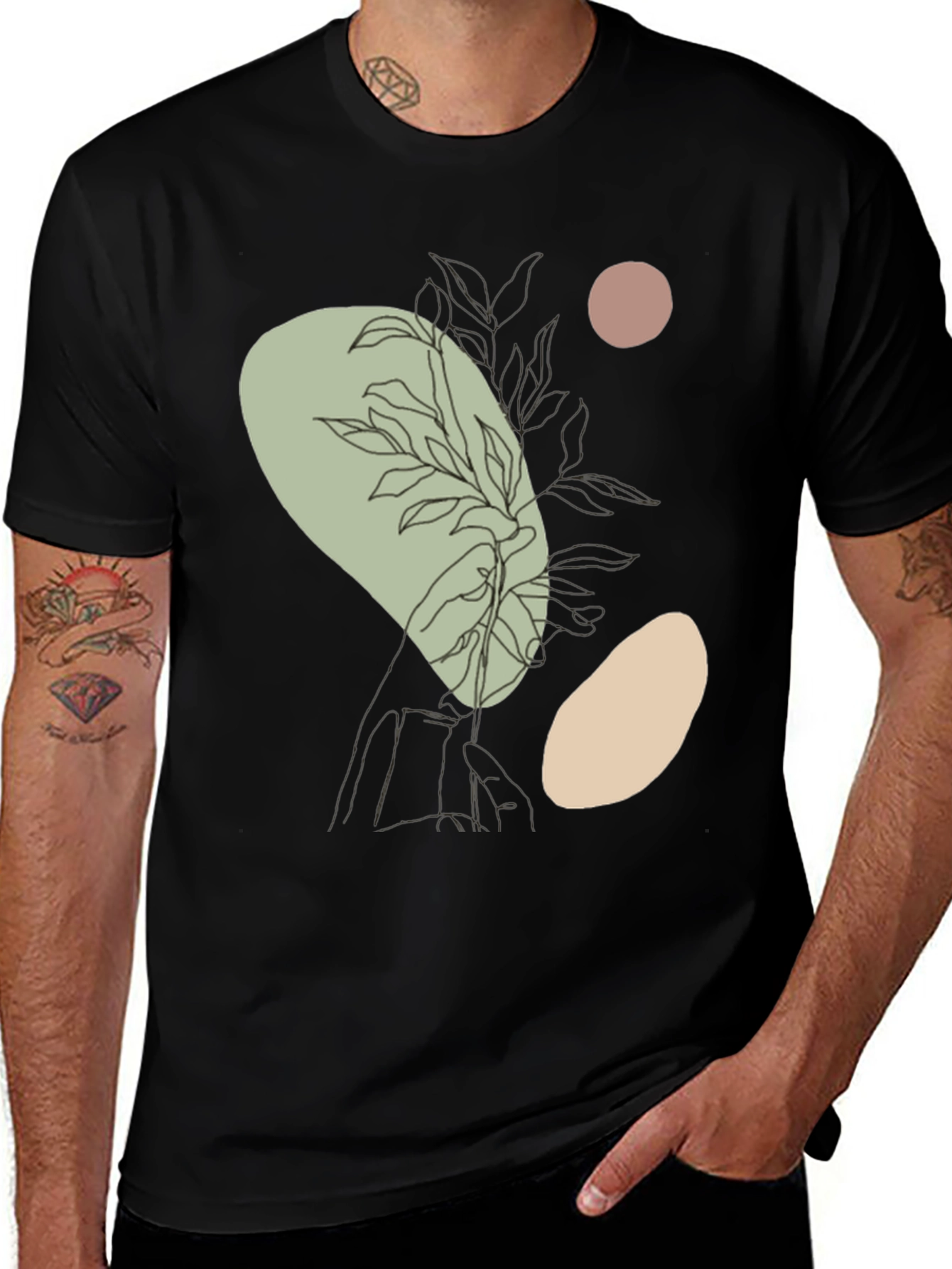 Variant 8 of Abstract Botanical Black Graphic Tee