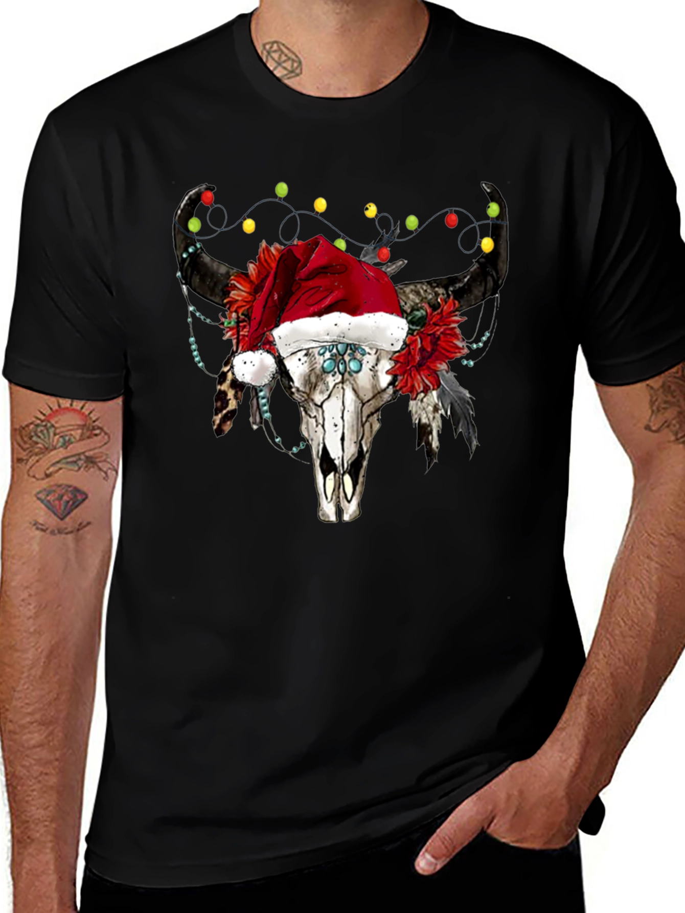 Variant 20 of Bull Skull Christmas Tee