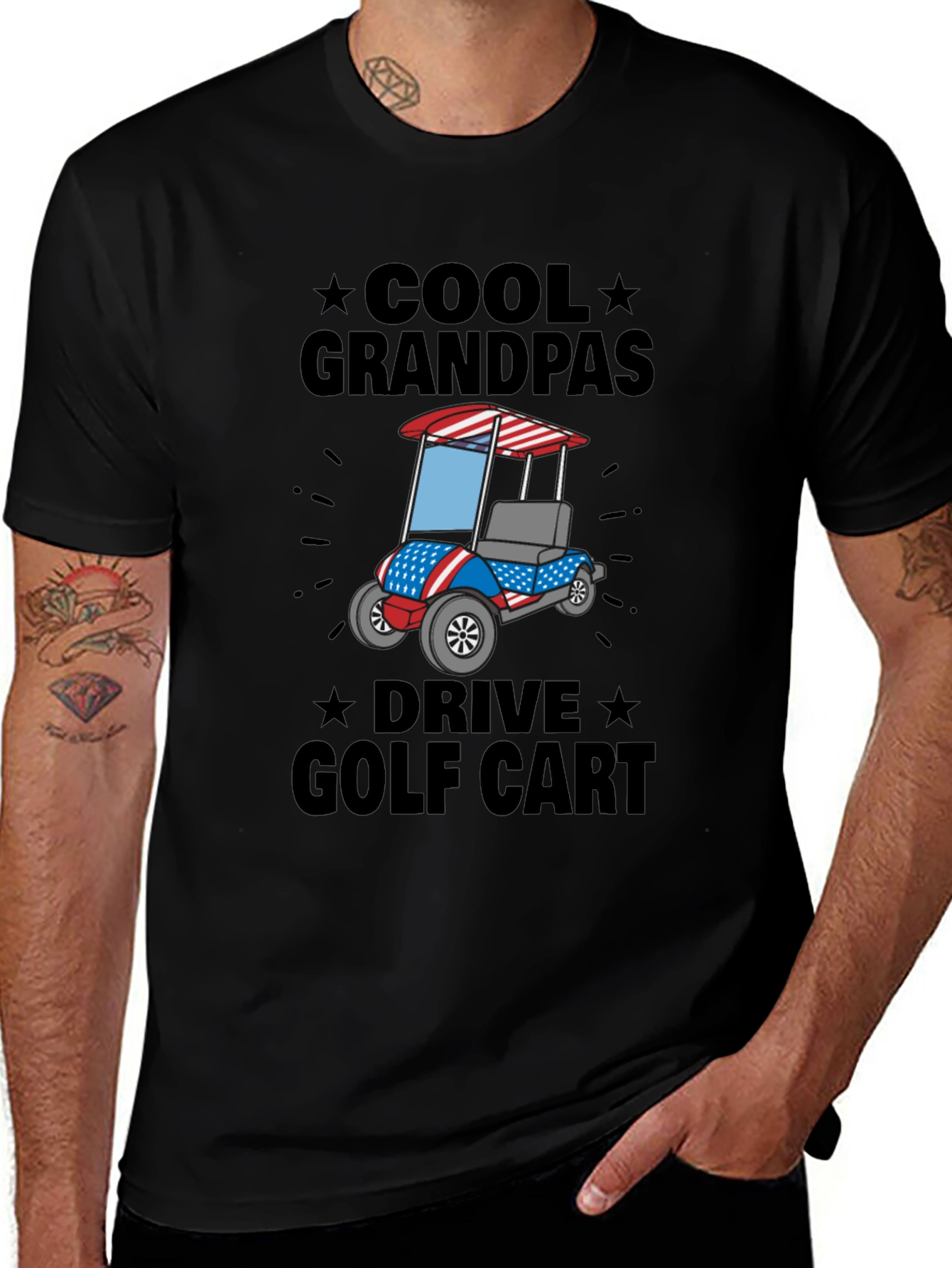 Variant 10 of Cool Grandpas Drive Golf Cart T-Shirt - Patriotic Design