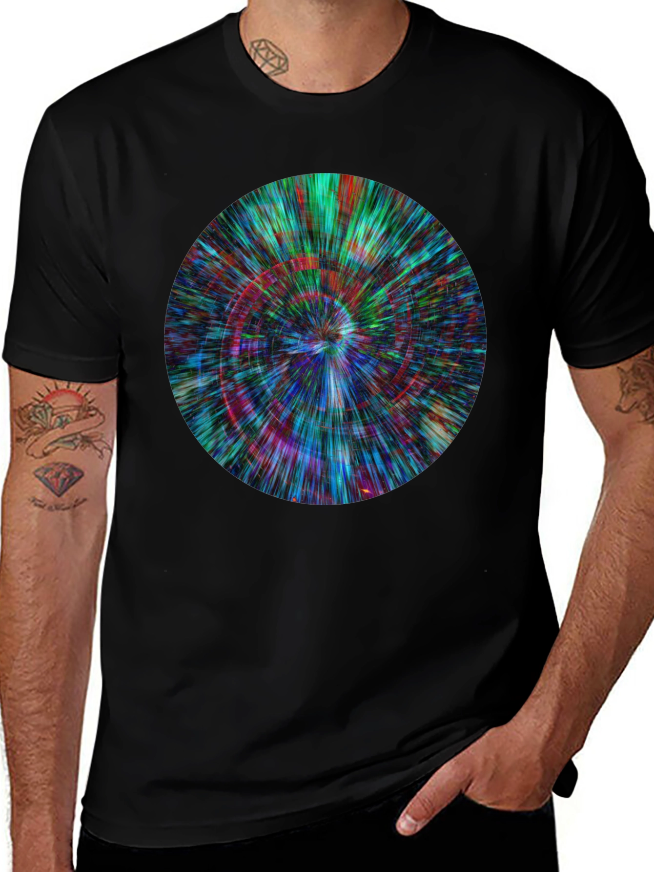 Variant 16 of Abstract Circle Design Black T-Shirt