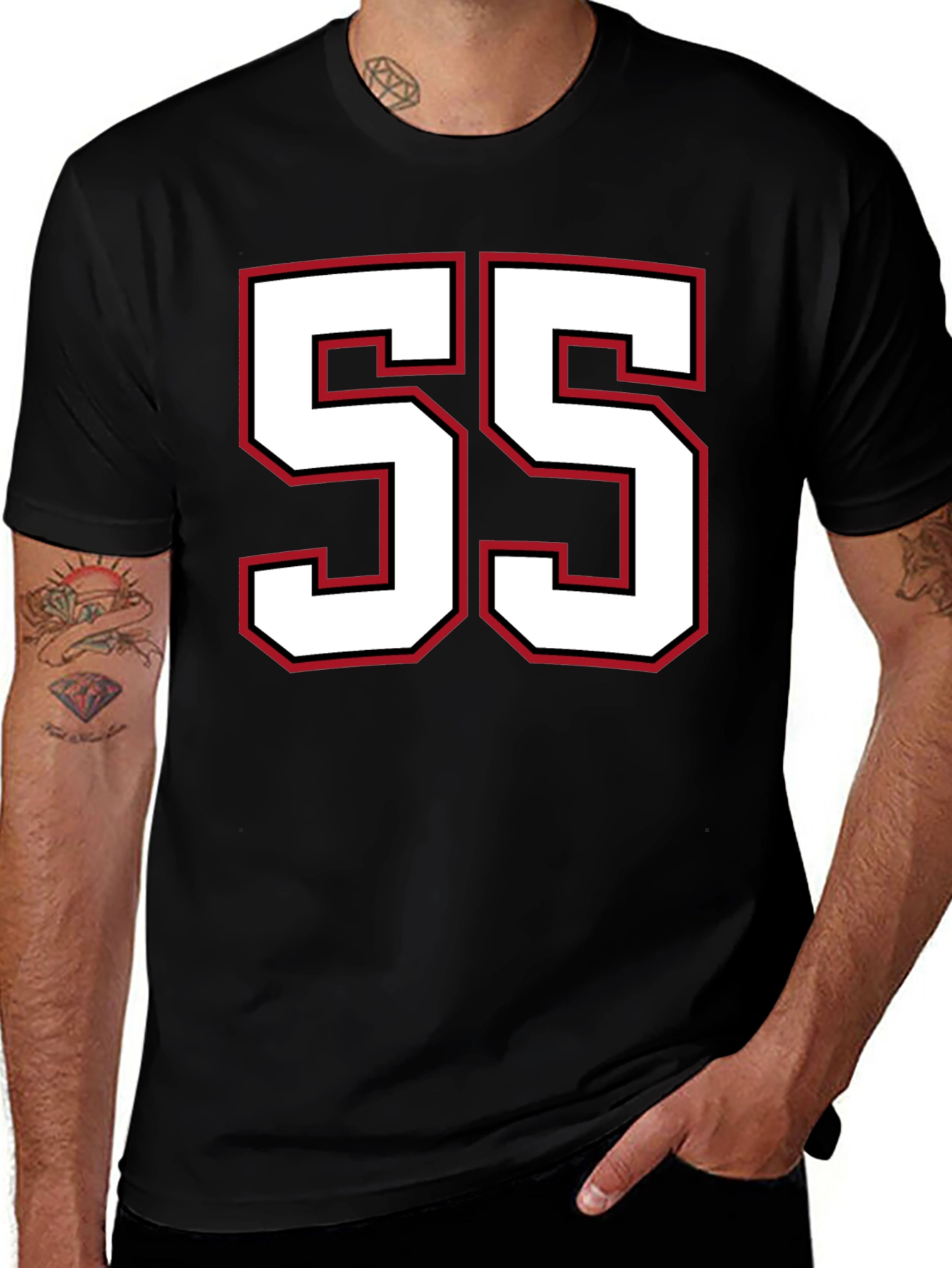 Variant 20 of Jersey Number 55 Black Graphic Tee