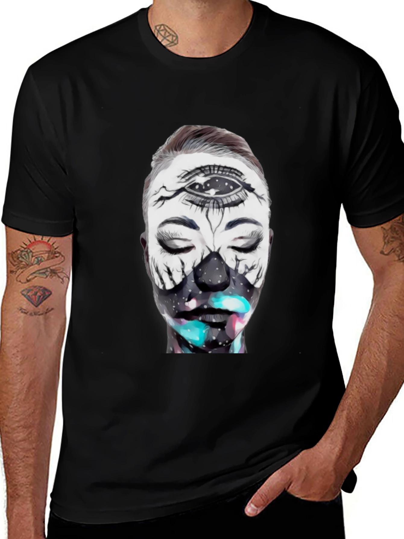 Variant 9 of Mystic Face Graphic Tee - Black