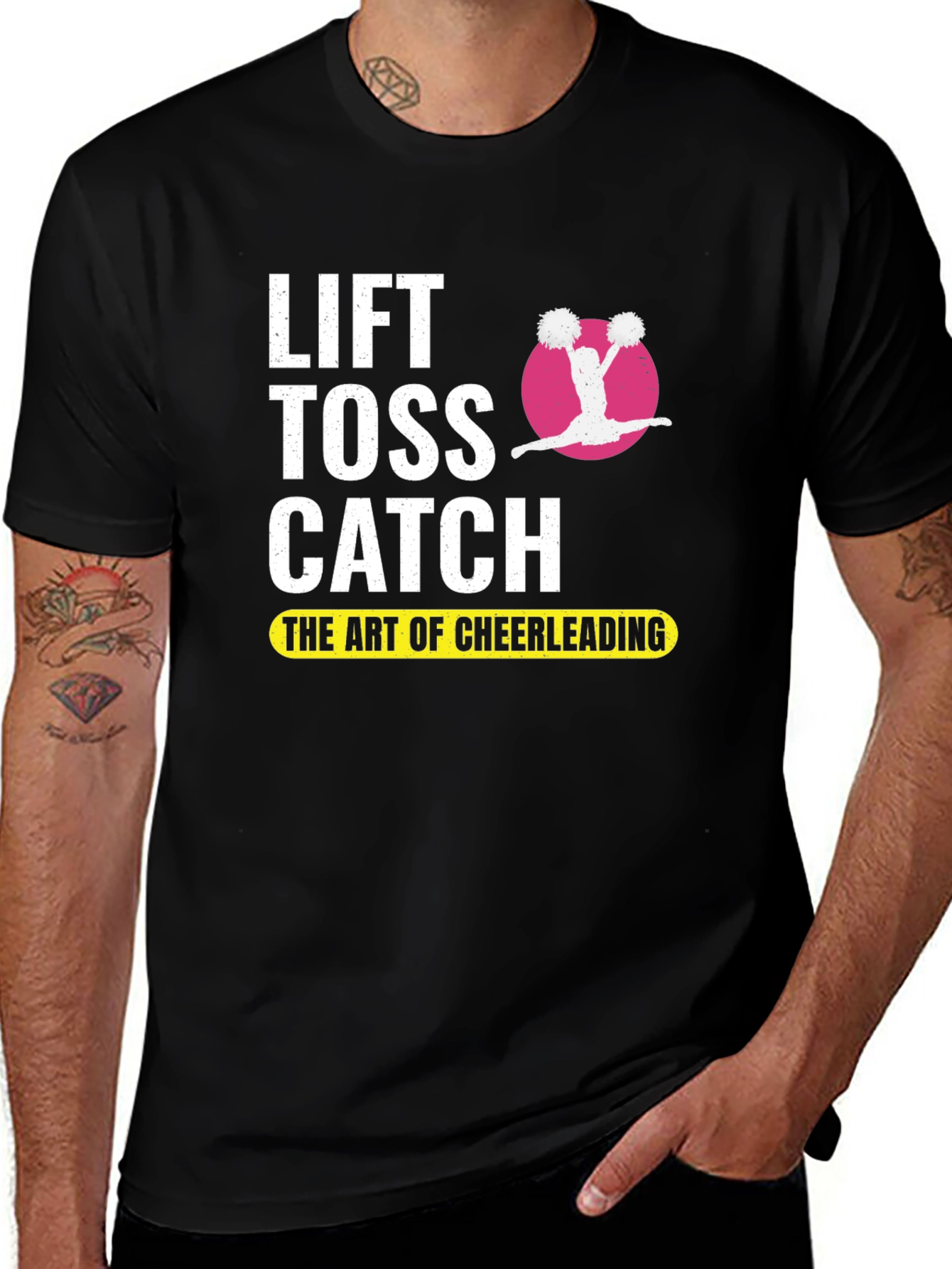 Variant 25 of Cheerleading Lift Toss Catch Black T-Shirt