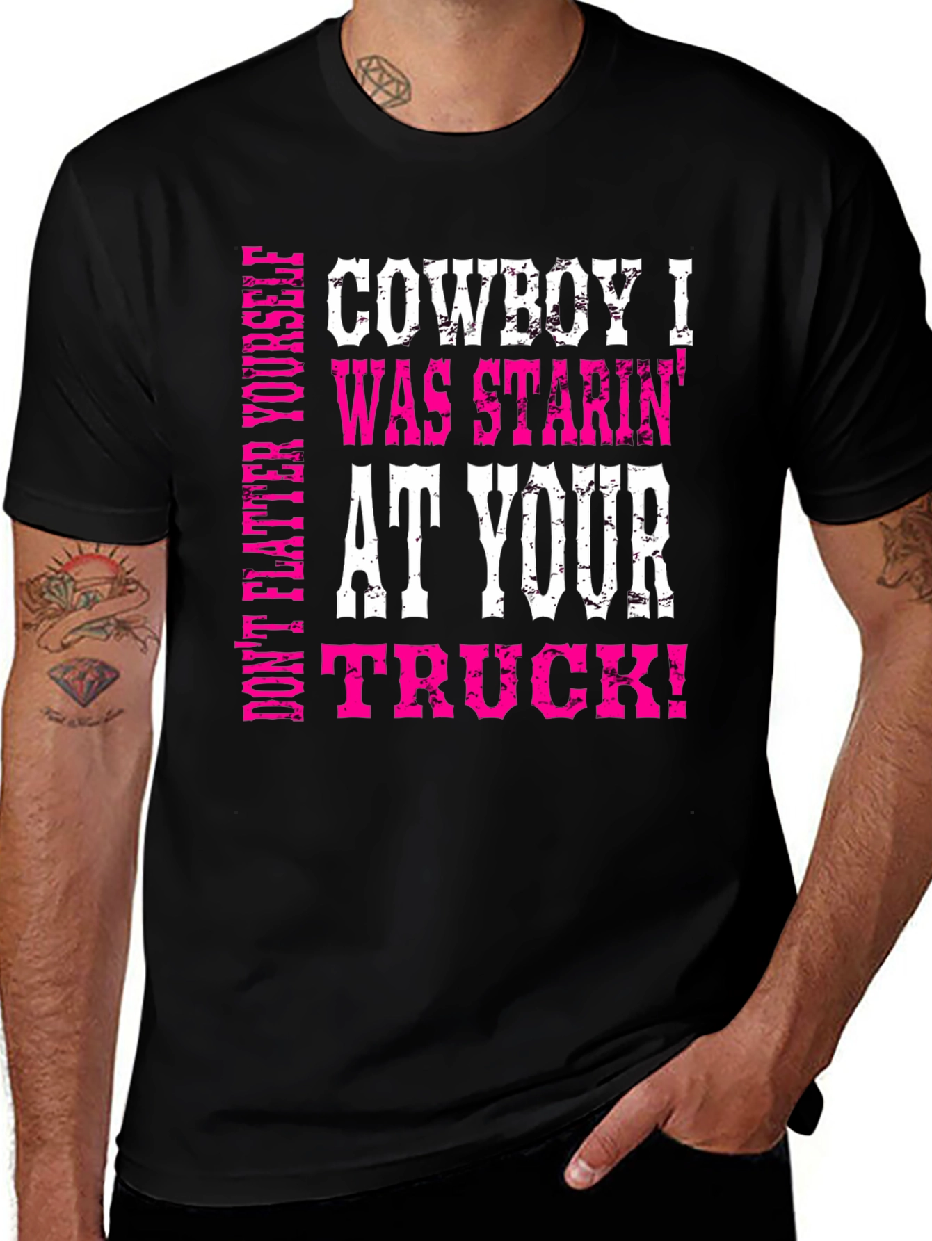 Variant 29 of Cowboy Truck T-Shirt - Funny Slogan Graphic Tee