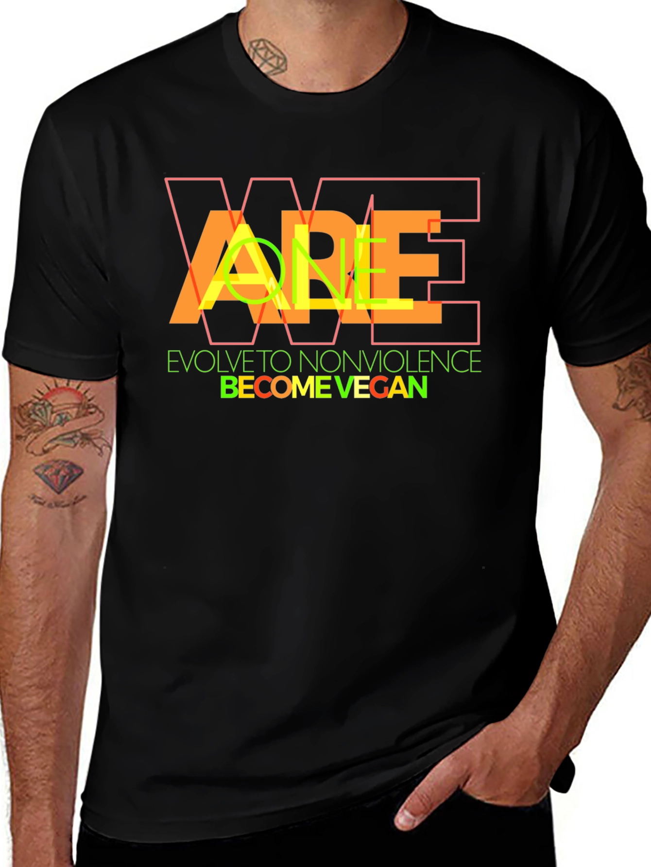 Variant 25 of Vegan Lifestyle Graphic Tee - Evolve to Nonviolence