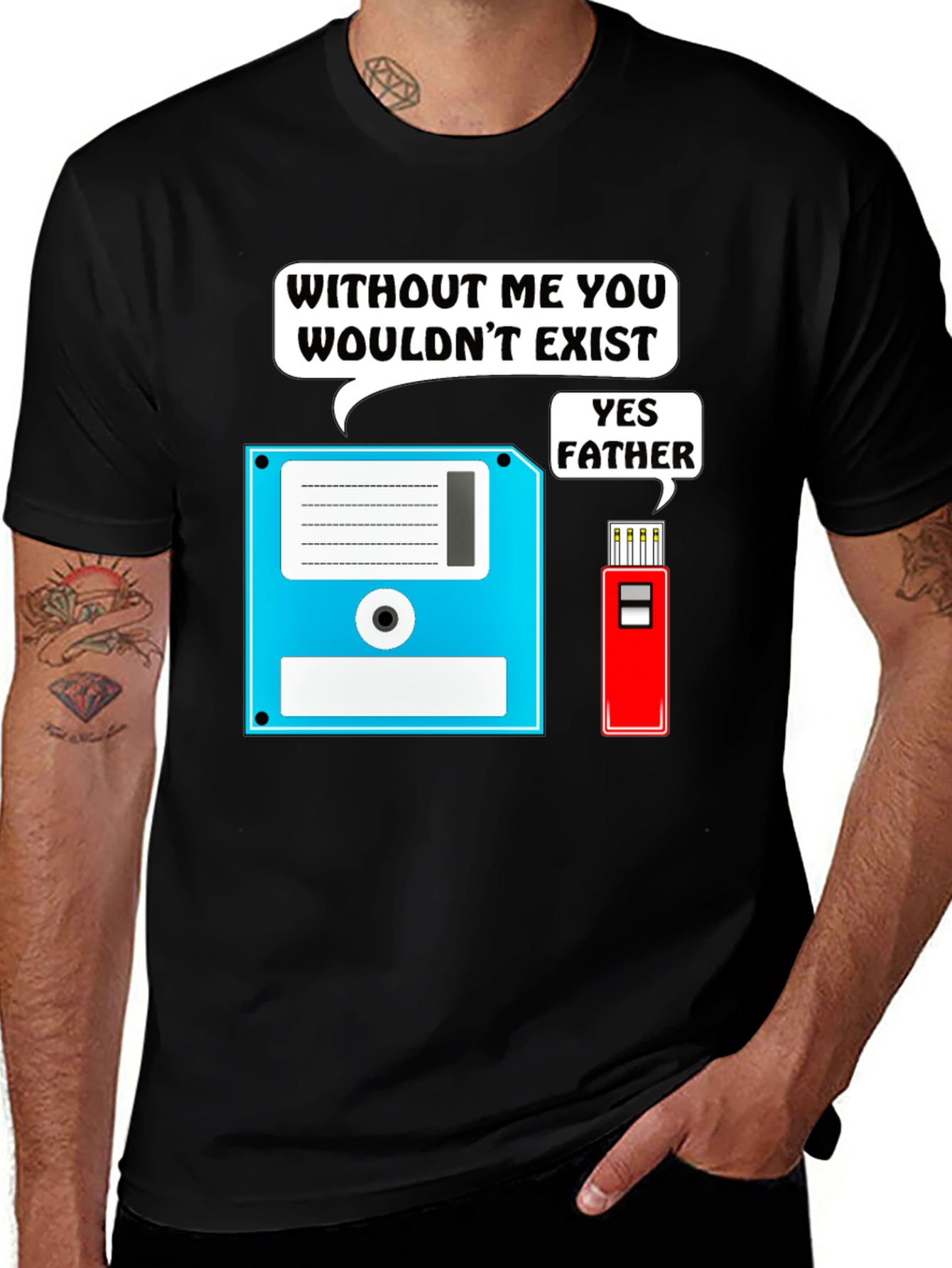 Variant 29 of Funny Tech Humor T-Shirt - Floppy Disk & USB Father