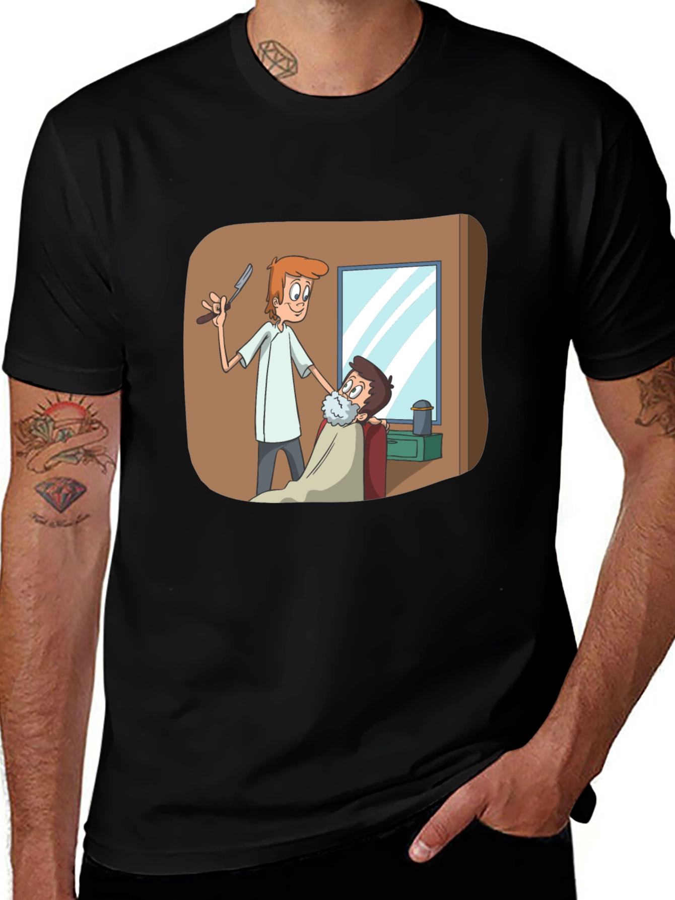 Variant 12 of Barber Shop T-Shirt, Cartoon Barber