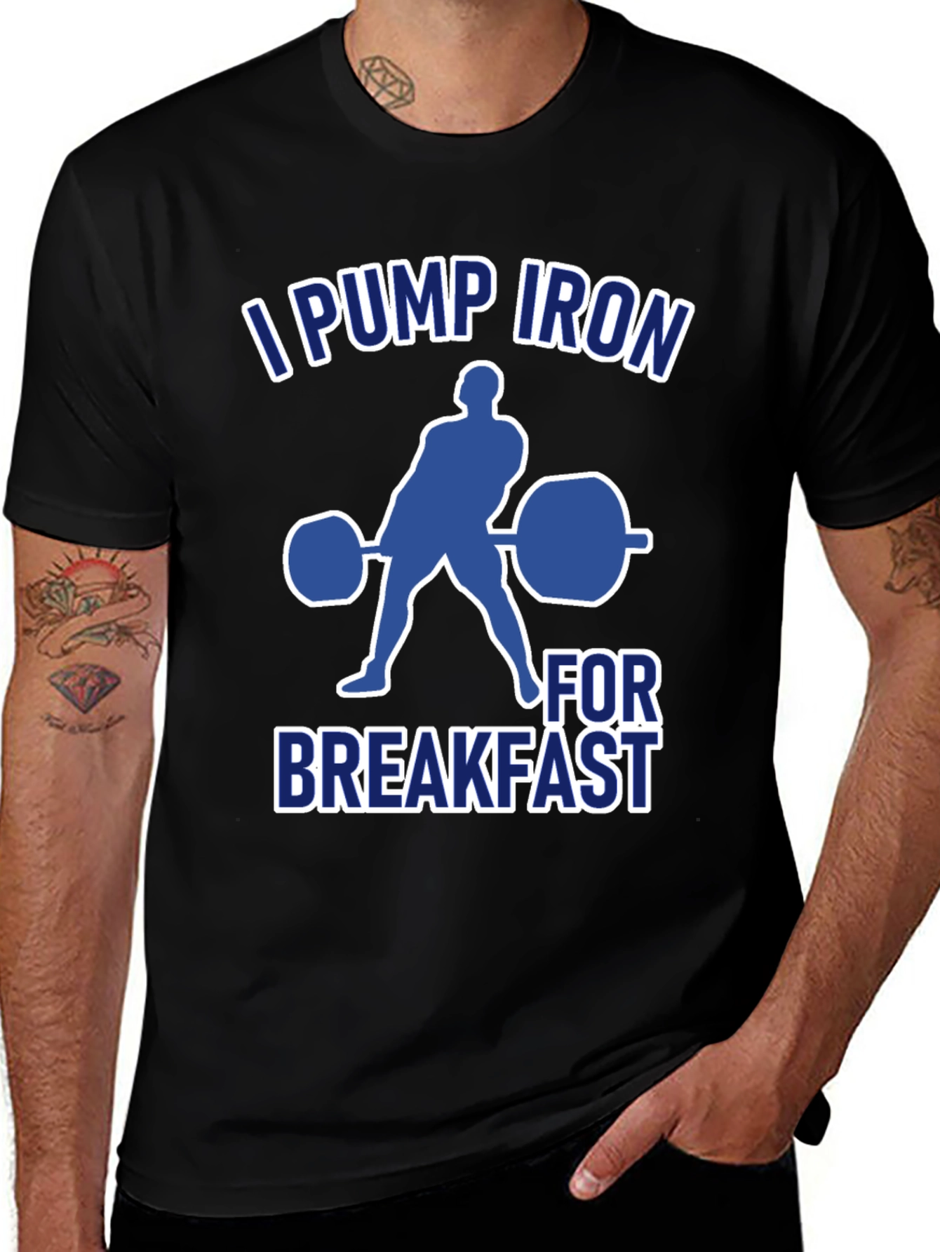 Variant 6 of I Pump Iron for Breakfast T-Shirt - Weightlifting Gym Tee