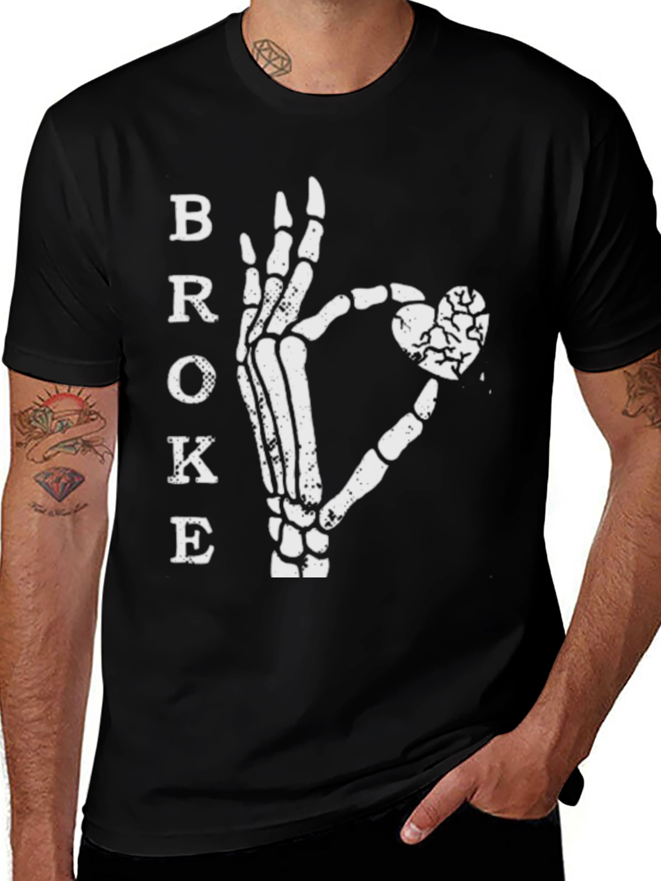 Variant 17 of Broke Skeleton Hand Heart Graphic T-Shirt