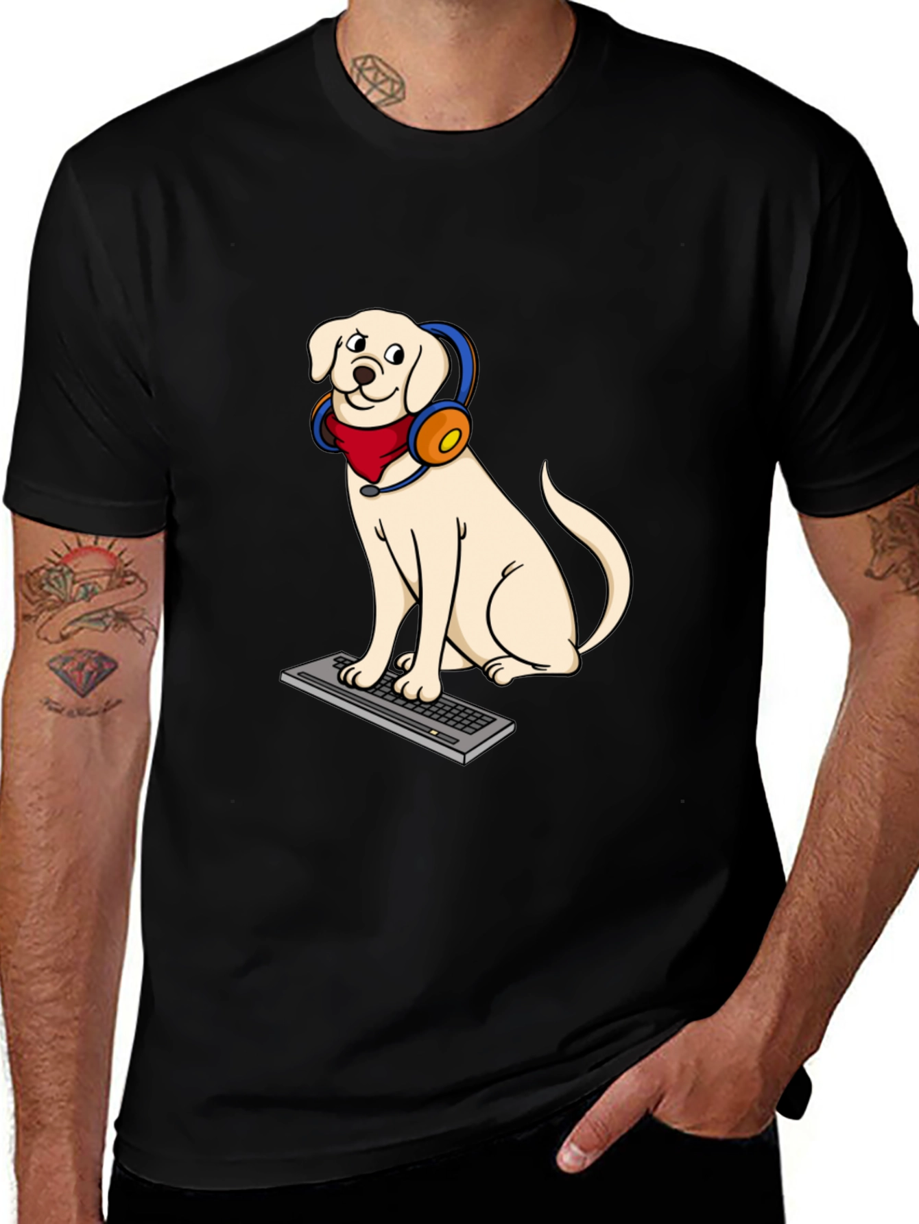 Variant 23 of Dog Gamer Graphic T-Shirt - Playful Canine Design