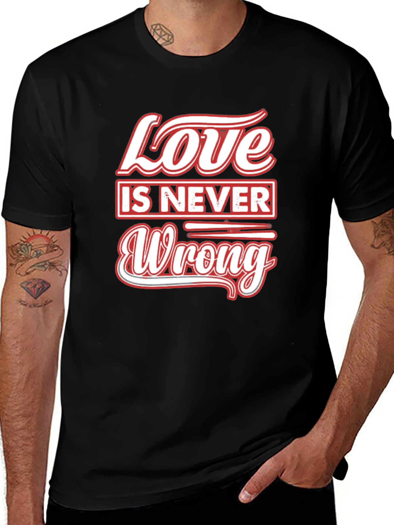 Variant 27 of Love is Never Wrong Black Graphic T-Shirt