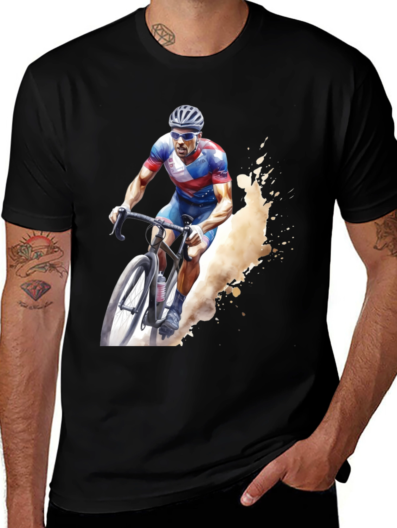 Variant 15 of Cycling Patriot Graphic Tee - Black