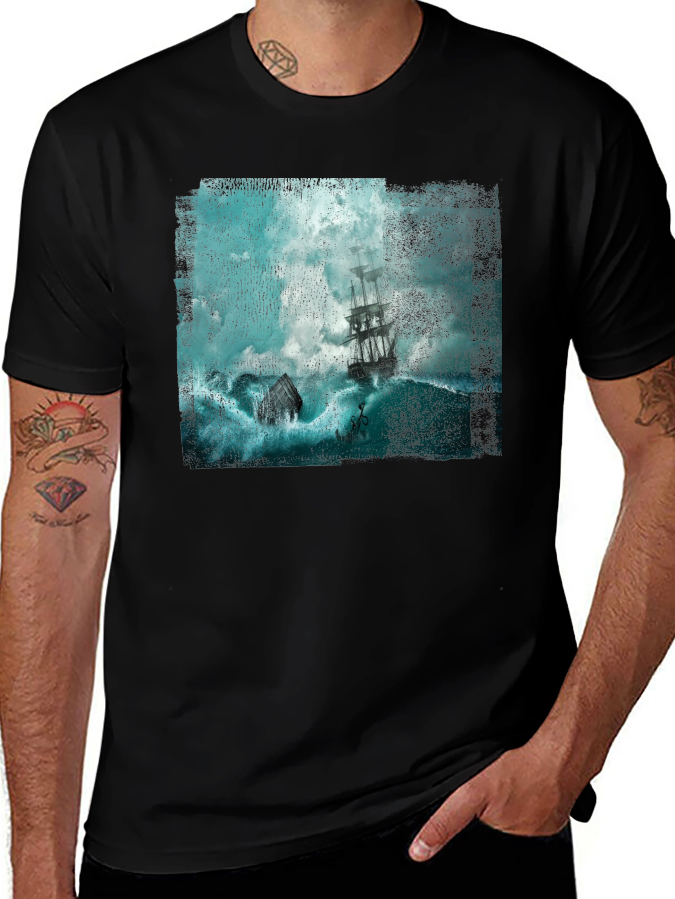 Stormy Seas Graphic Tee - Black