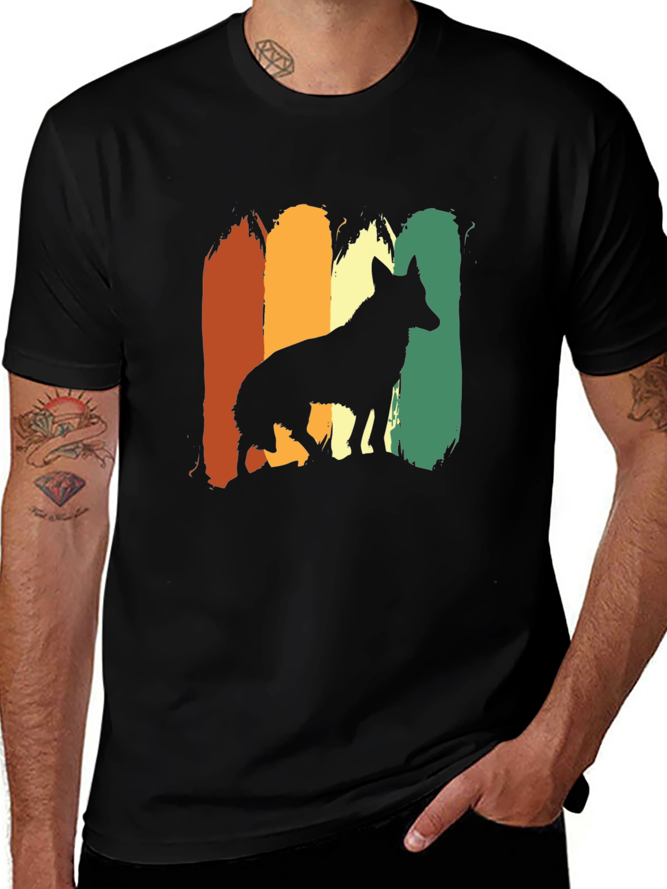 Variant 11 of Retro Dog Silhouette Graphic Tee - Stylish Comfort