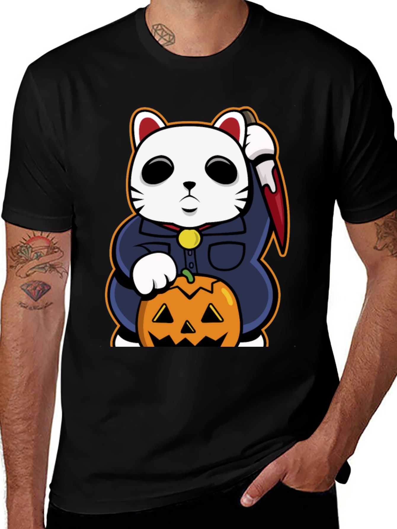 Halloween Lucky Cat T-Shirt - Michael Myers