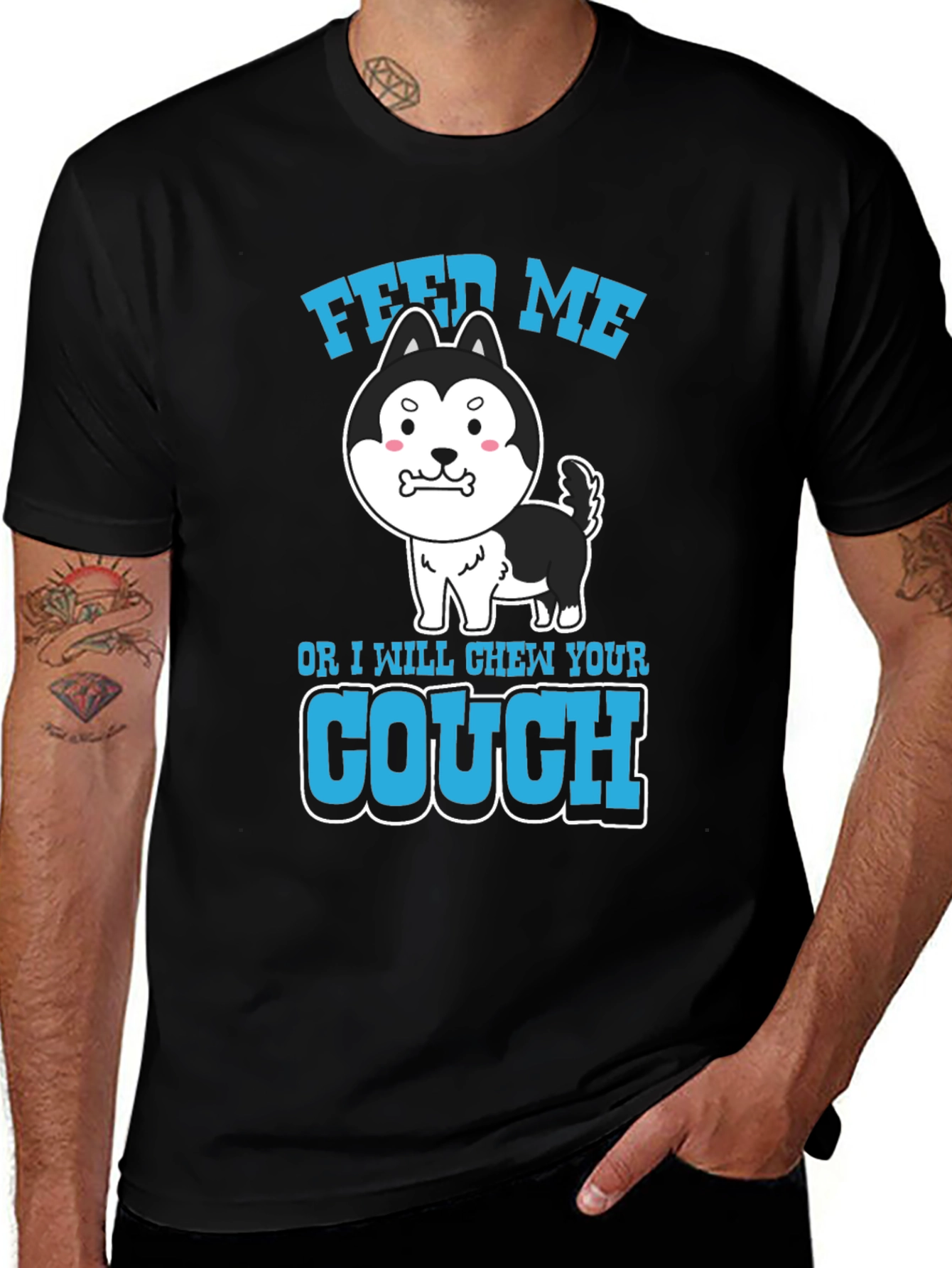 Variant 11 of Feed Me or I Chew Your Couch T-Shirt