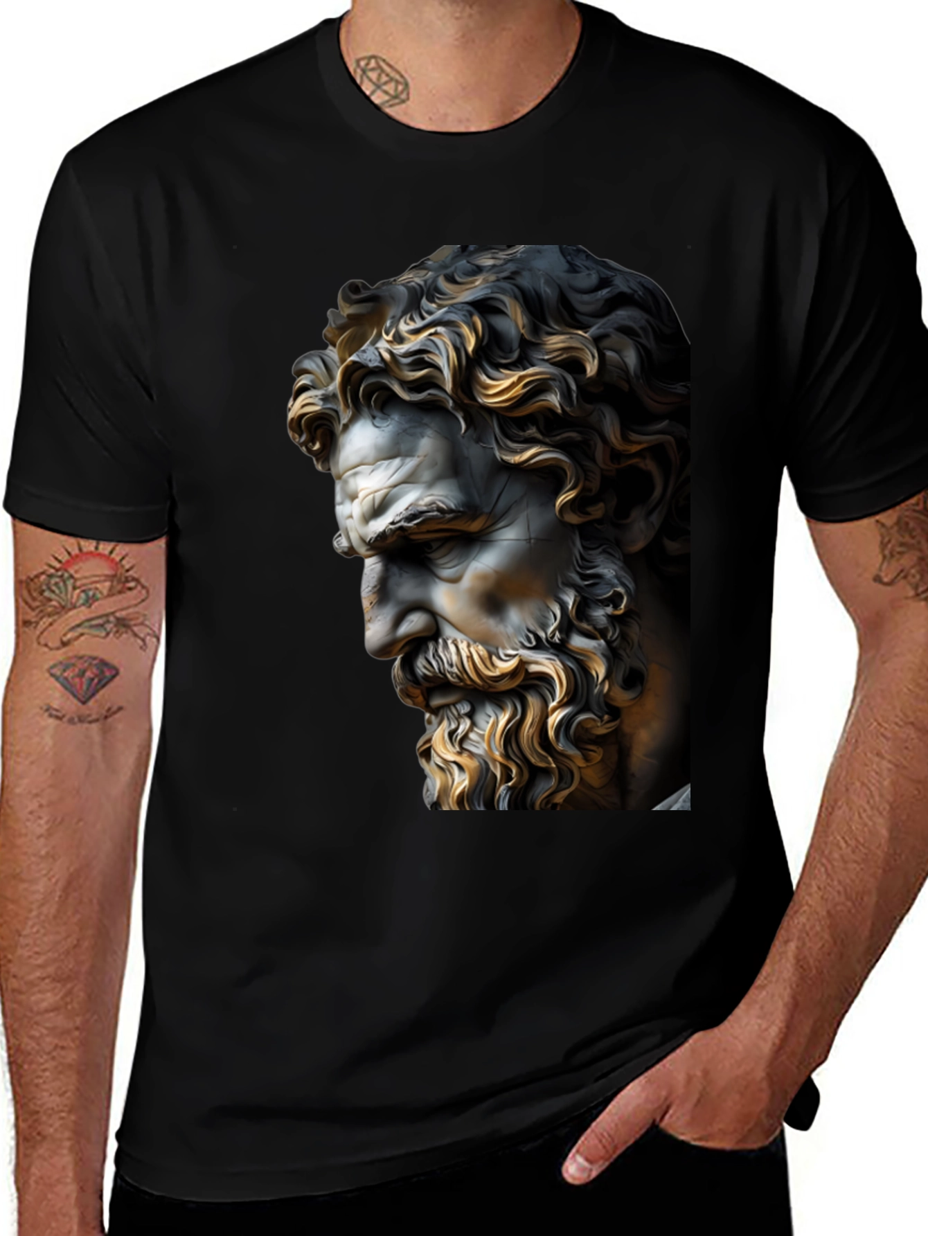 Classical Statue Graphic Black T-Shirt