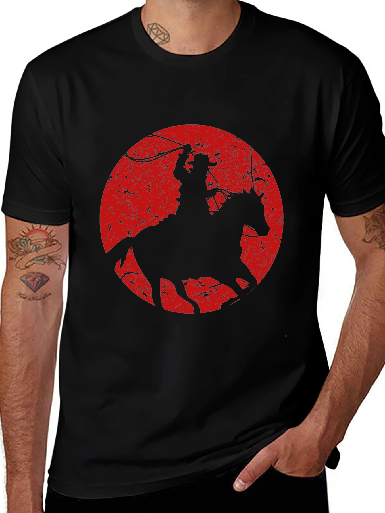 Variant 23 of Cowboy Silhouette Graphic T-Shirt - Classic Western Style