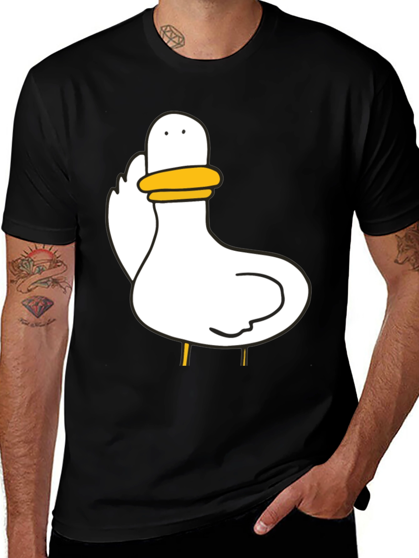 Variant 25 of Duck Graphic Black T-Shirt, Unisex Cotton Tee
